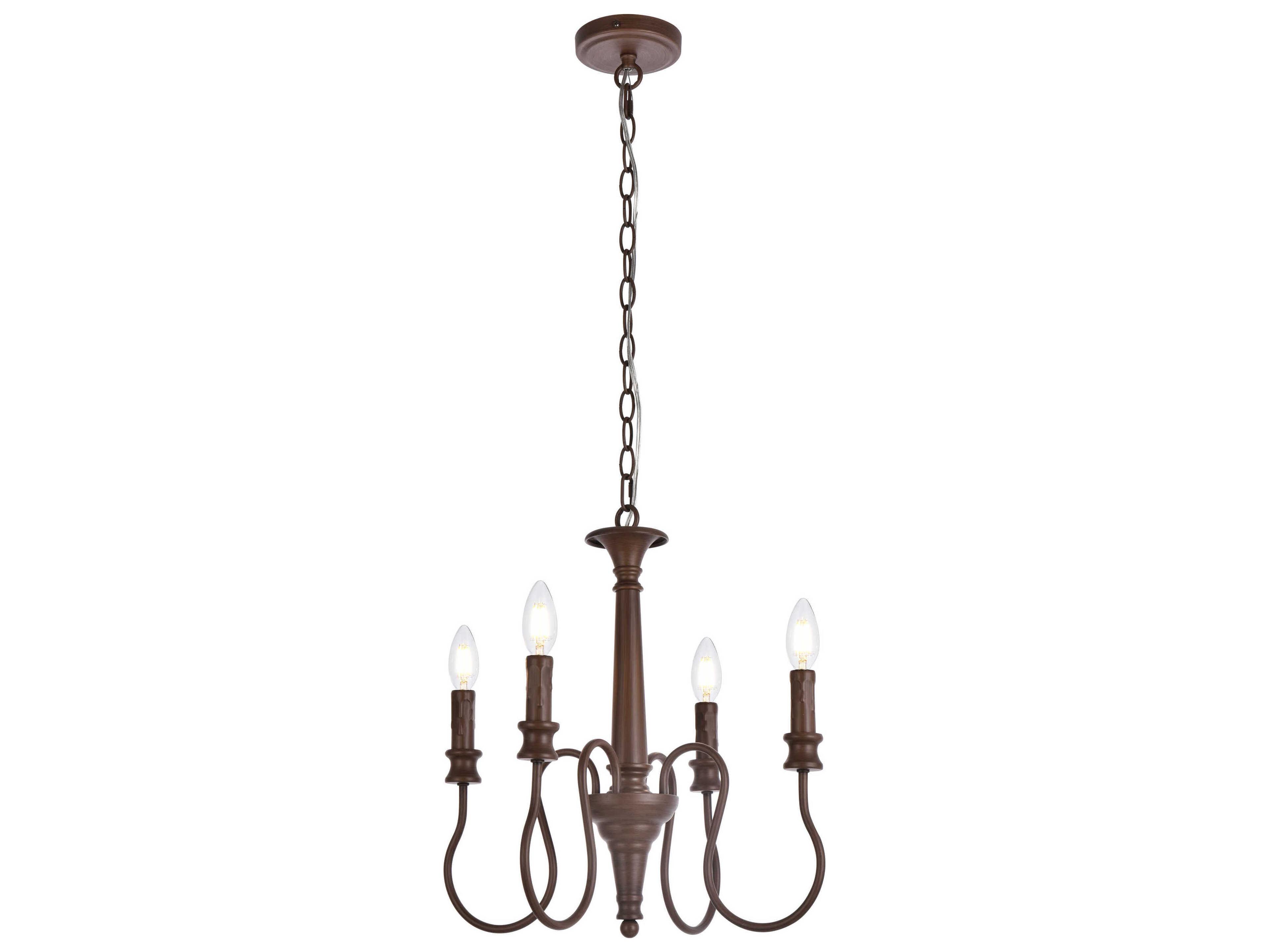 Flynx 4-Light Weathered Oak Brown Chandelier