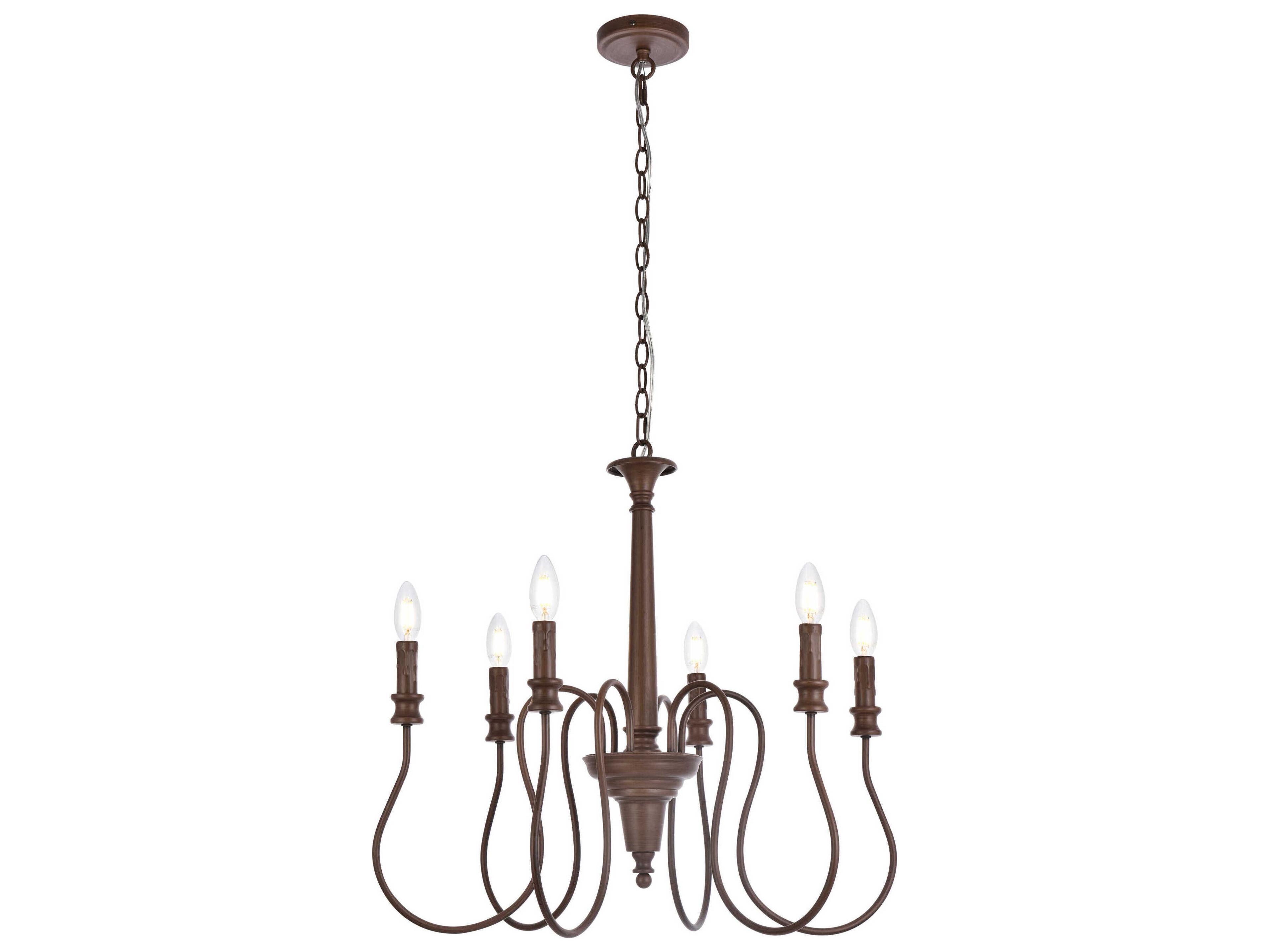 Flynx 6-Light Weathered Oak Brown Chandelier
