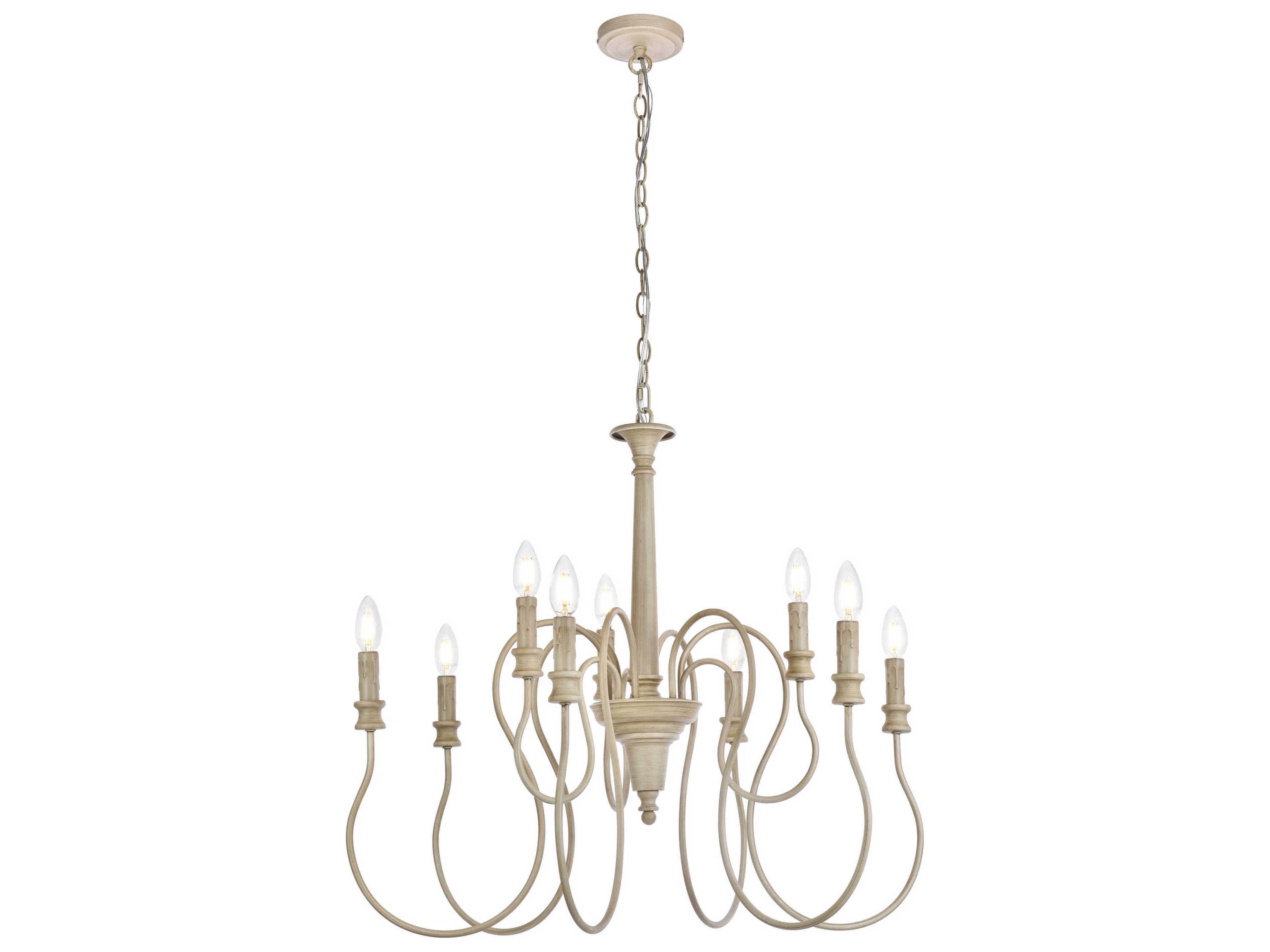Flynx 9-Light Weathered Dove Chrome Chandelier