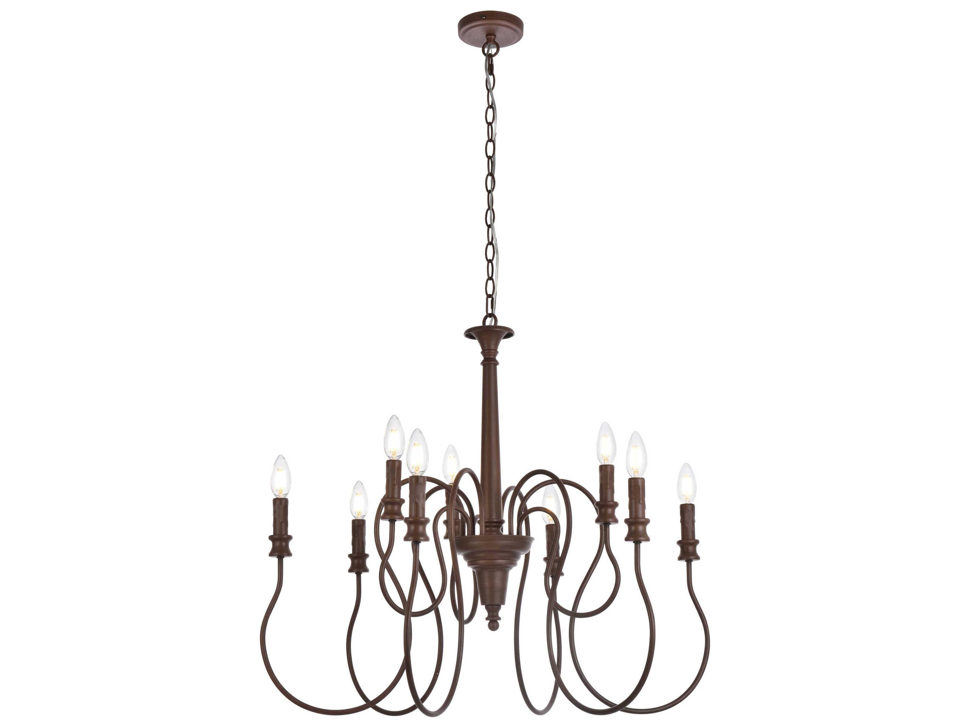 Flynx 9-Light Weathered Oak Brown Chandelier