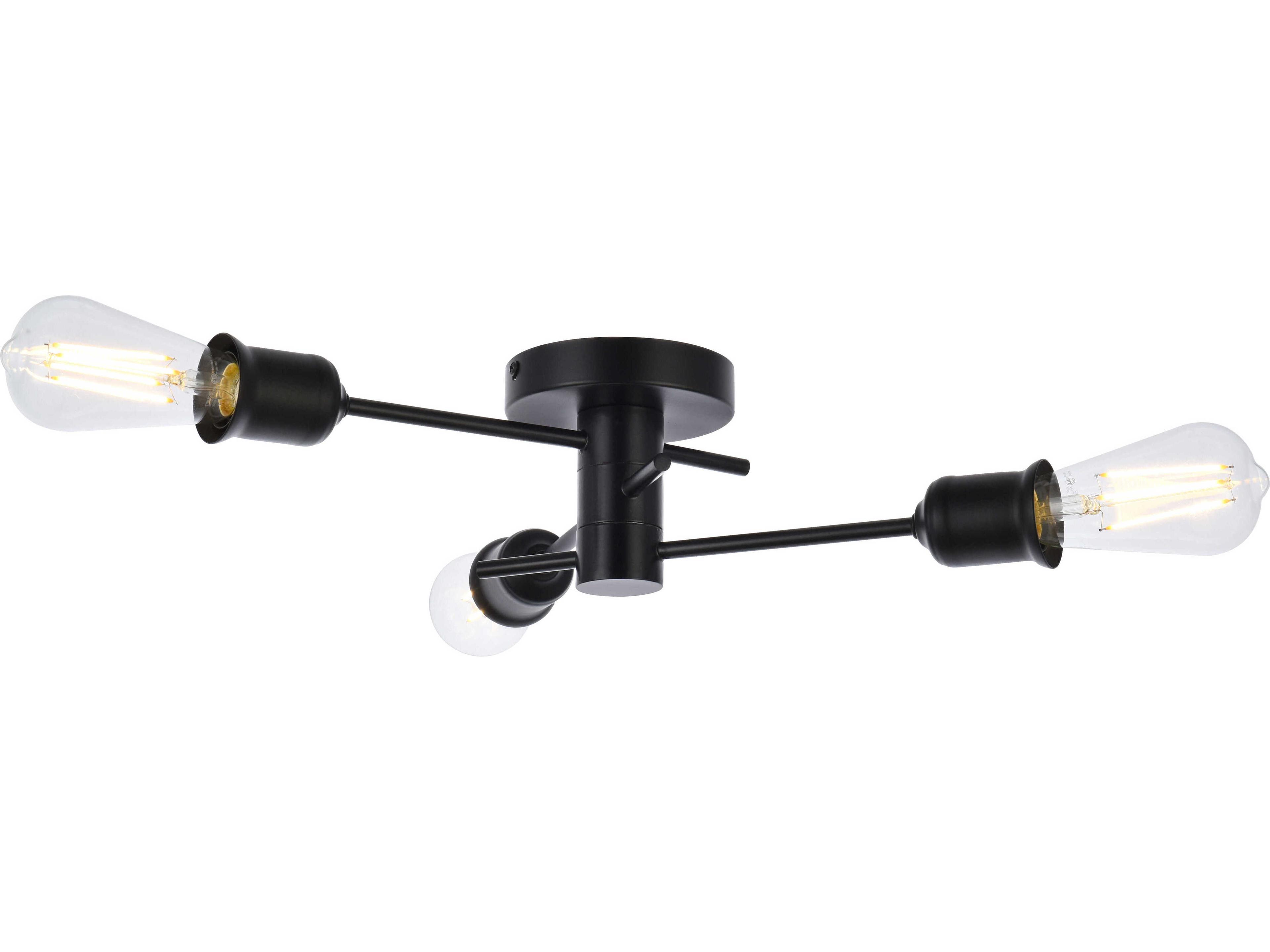 Xavier 3-Light Black Semi Flush Mount
