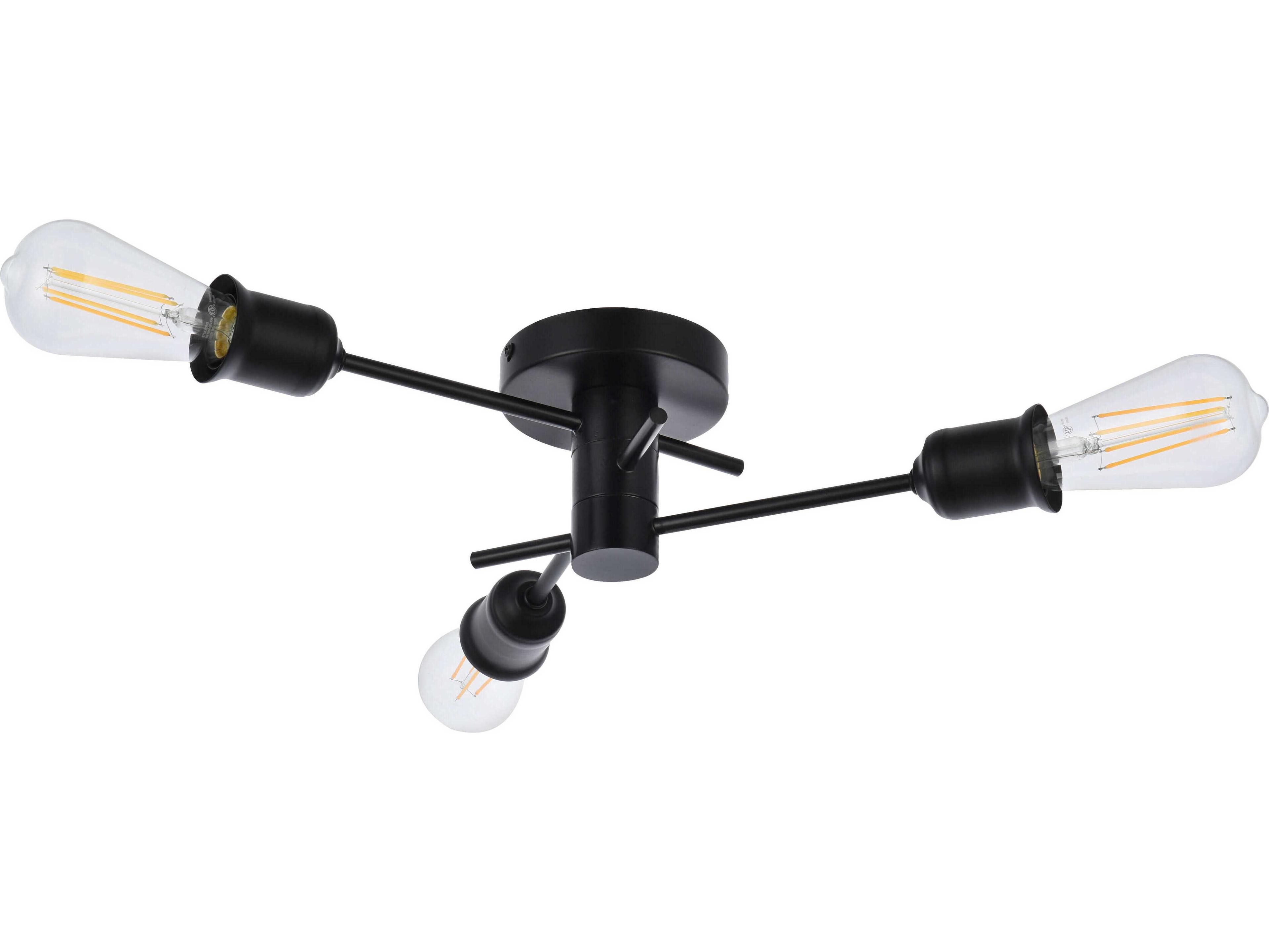 Elegant Lighting Xavier 3-Light Black Semi Flush Mount