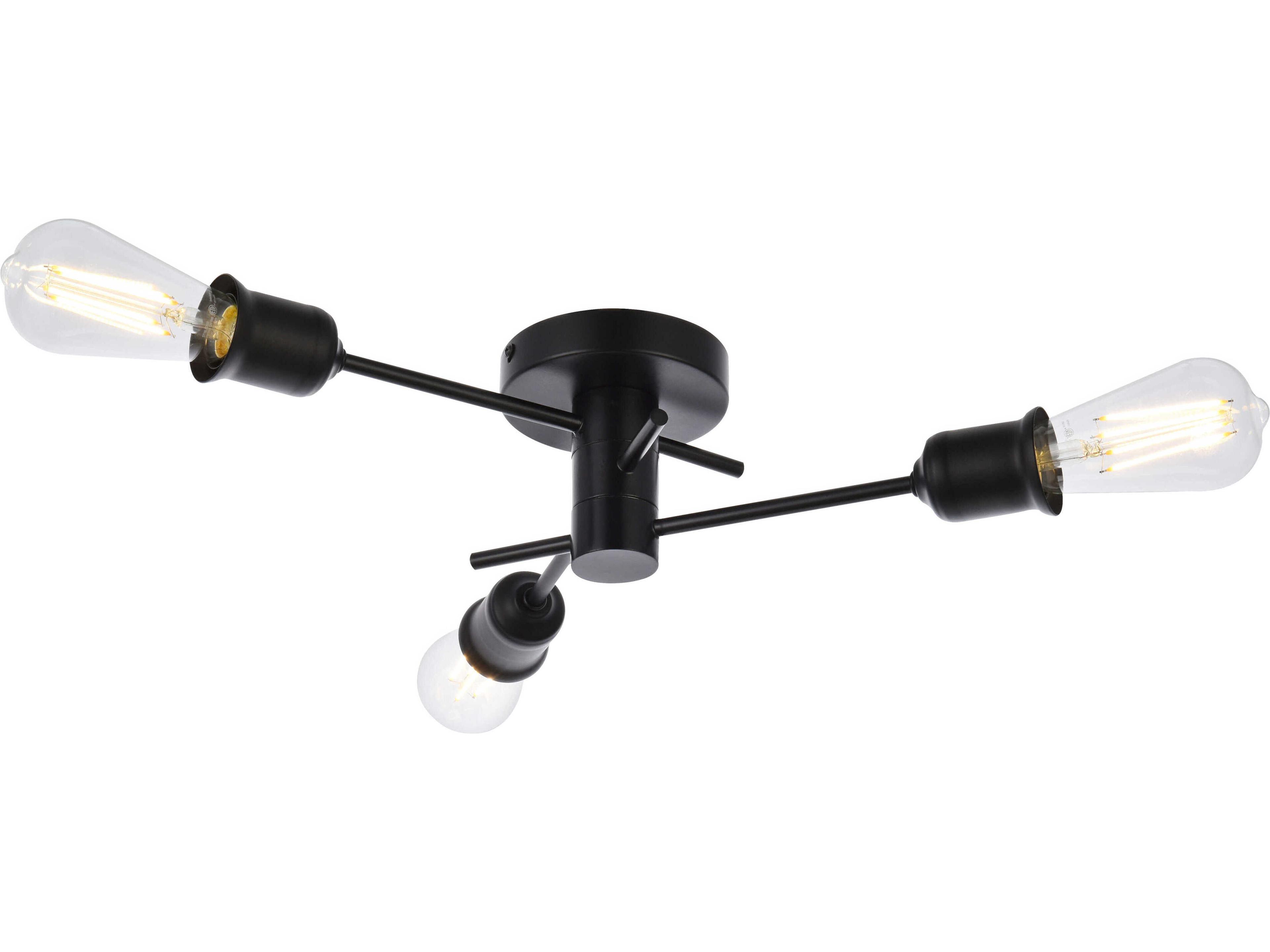 Elegant Lighting Xavier 3-Light Black Semi Flush Mount