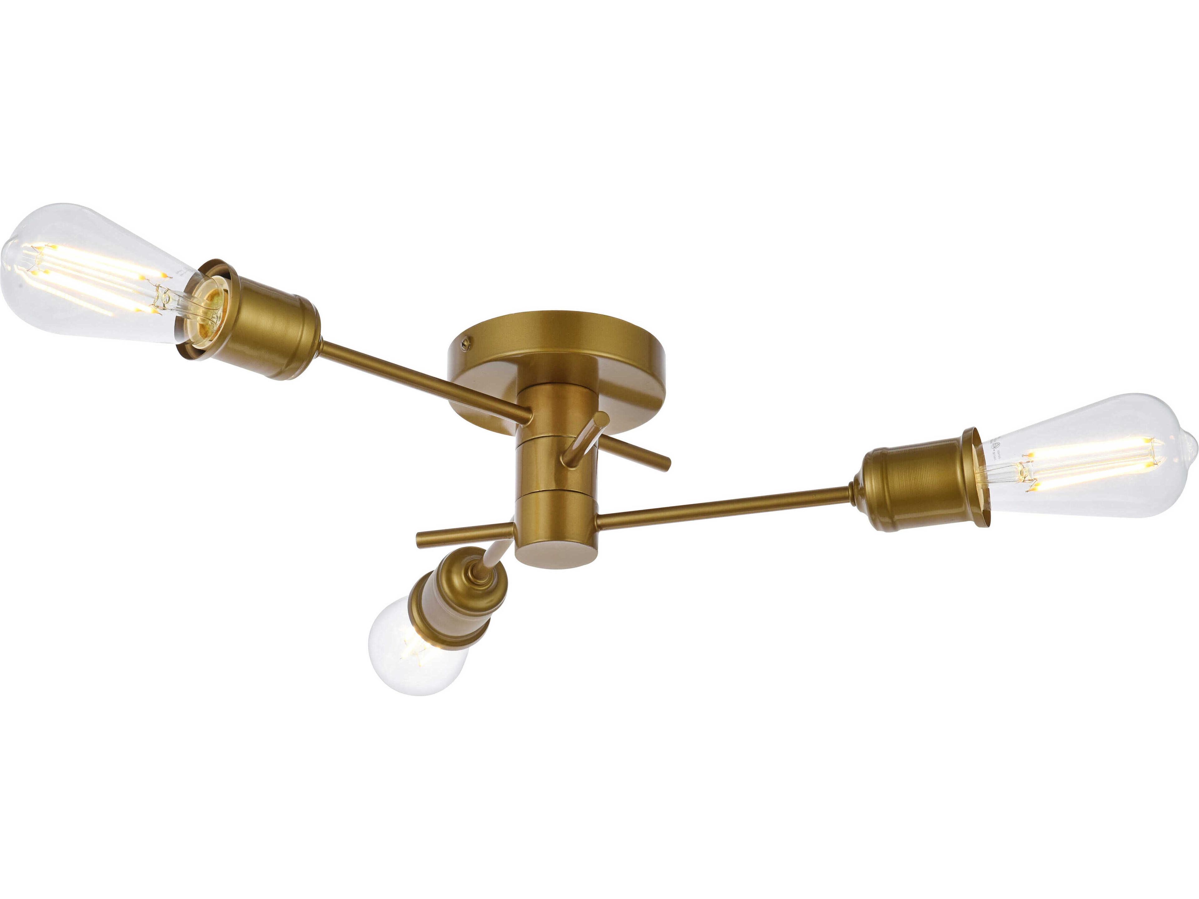 Elegant Lighting Xavier 3-Light Brass Semi Flush Mount