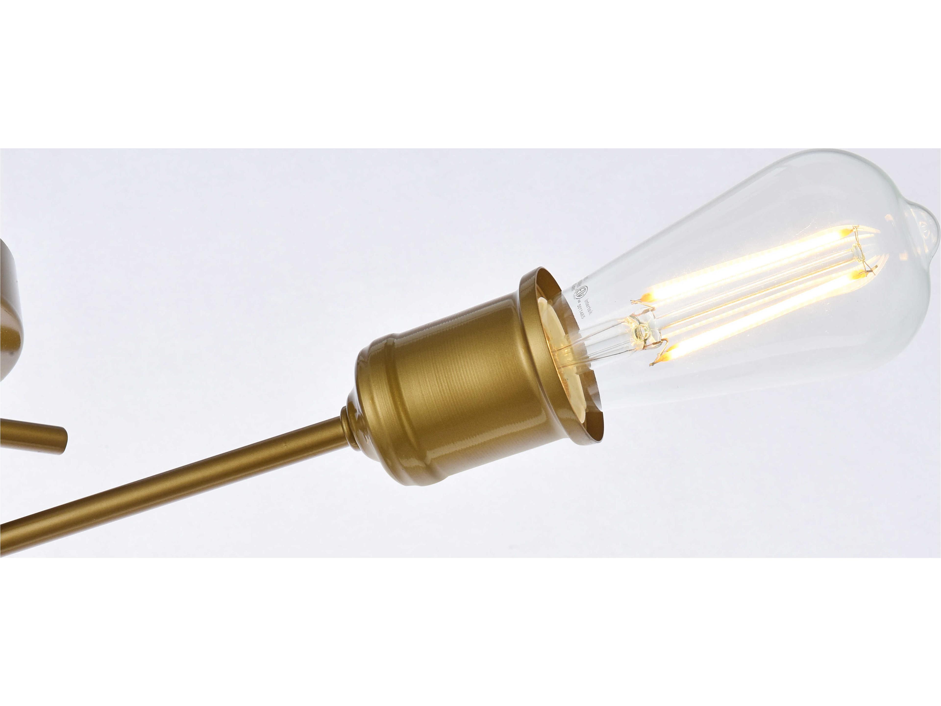 Elegant Lighting Xavier 3-Light Brass Semi Flush Mount