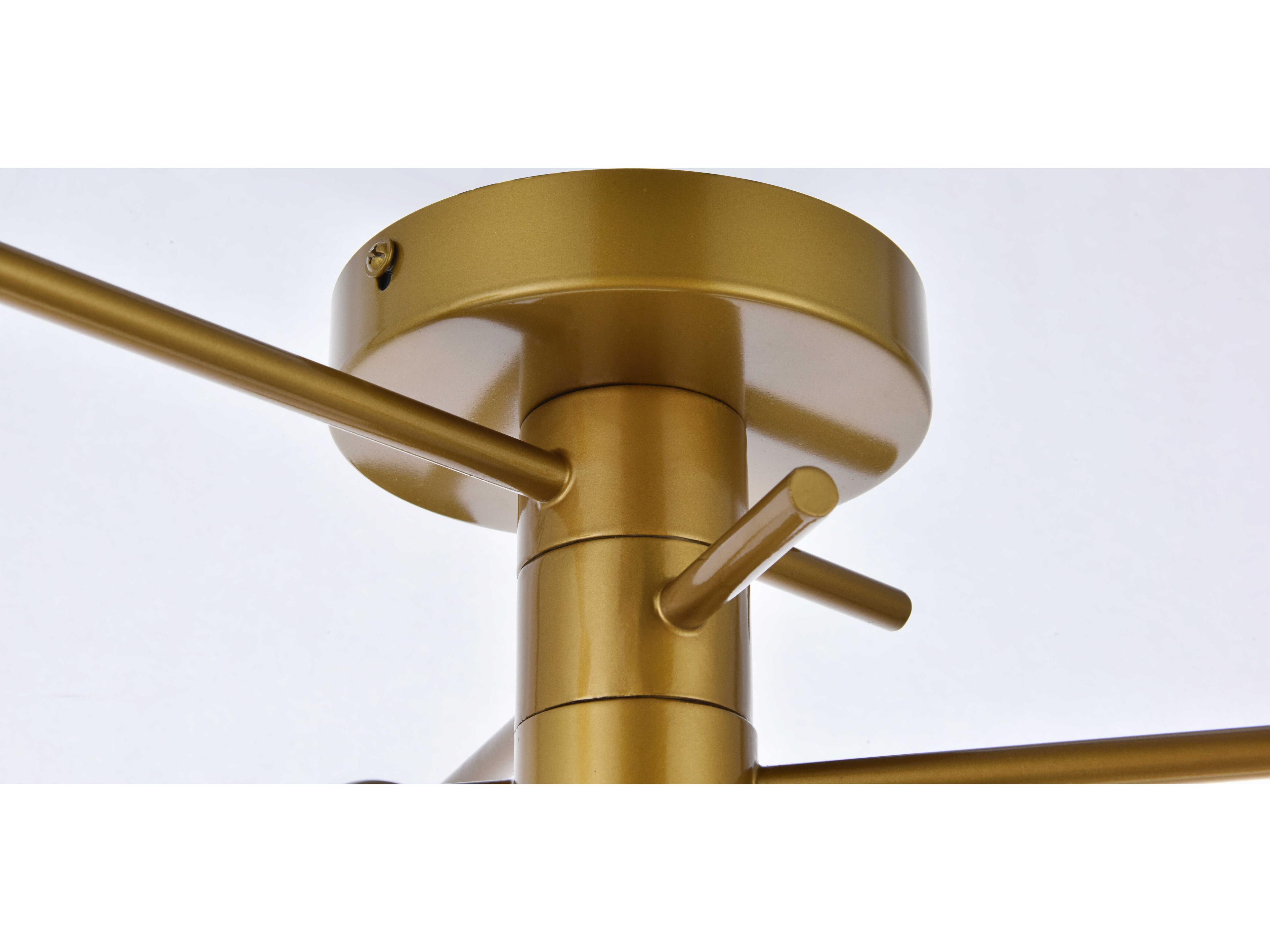 Elegant Lighting Xavier 3-Light Brass Semi Flush Mount