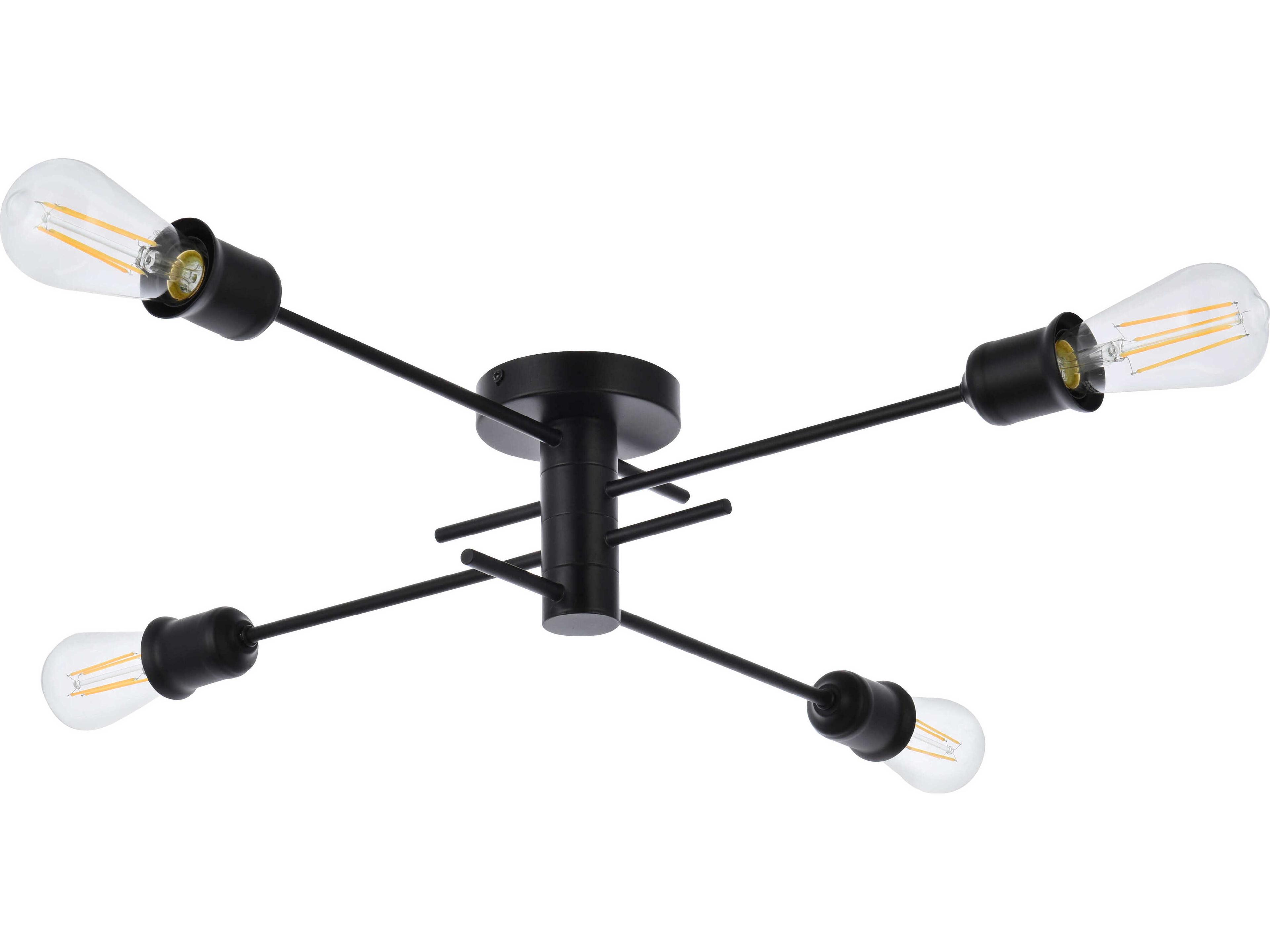 Elegant Lighting Xavier 4-Light Black Semi Flush Mount