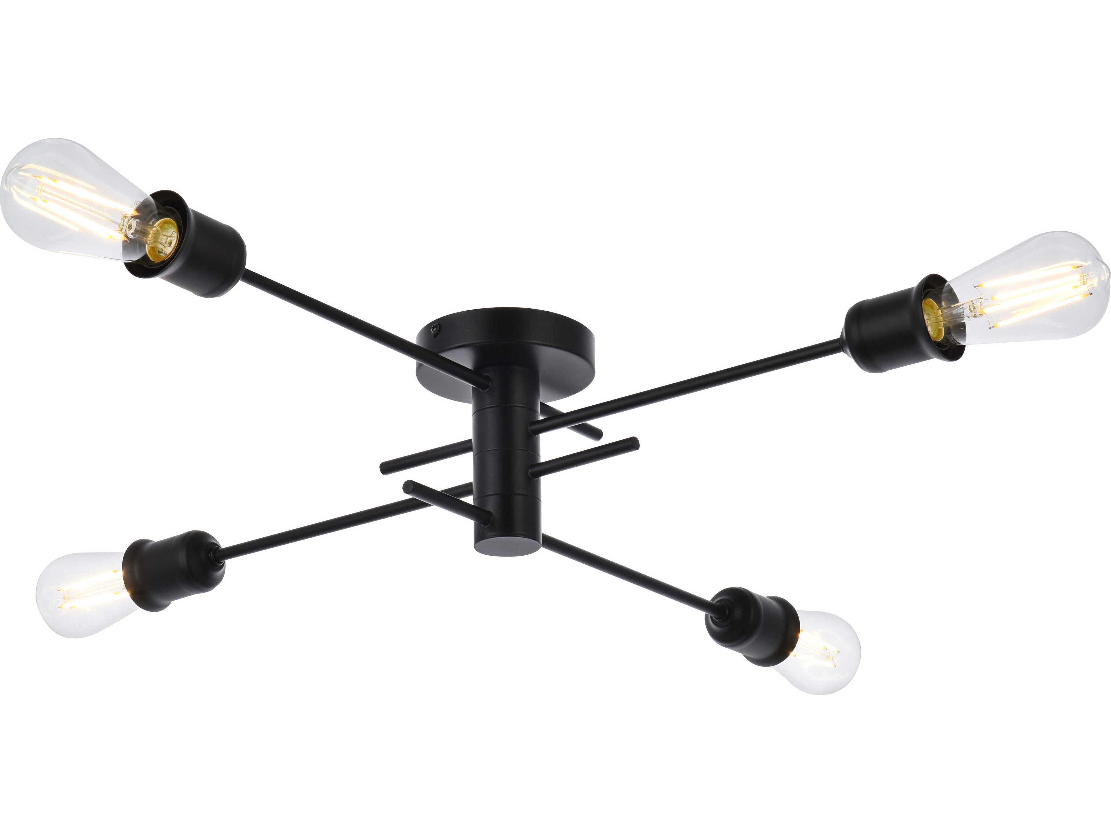 Elegant Lighting Xavier 4-Light Black Semi Flush Mount