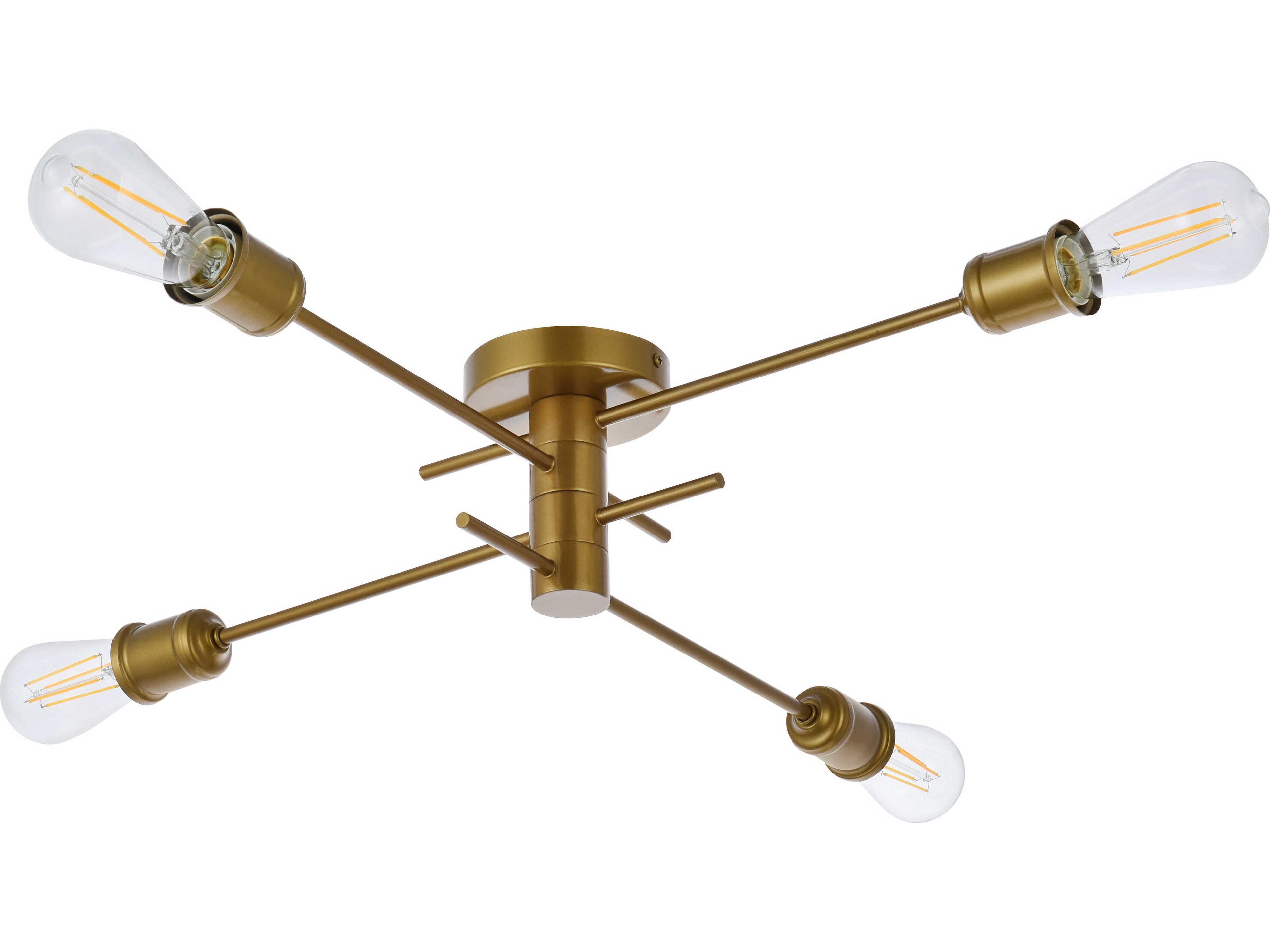Elegant Lighting Xavier 4-Light Brass Semi Flush Mount