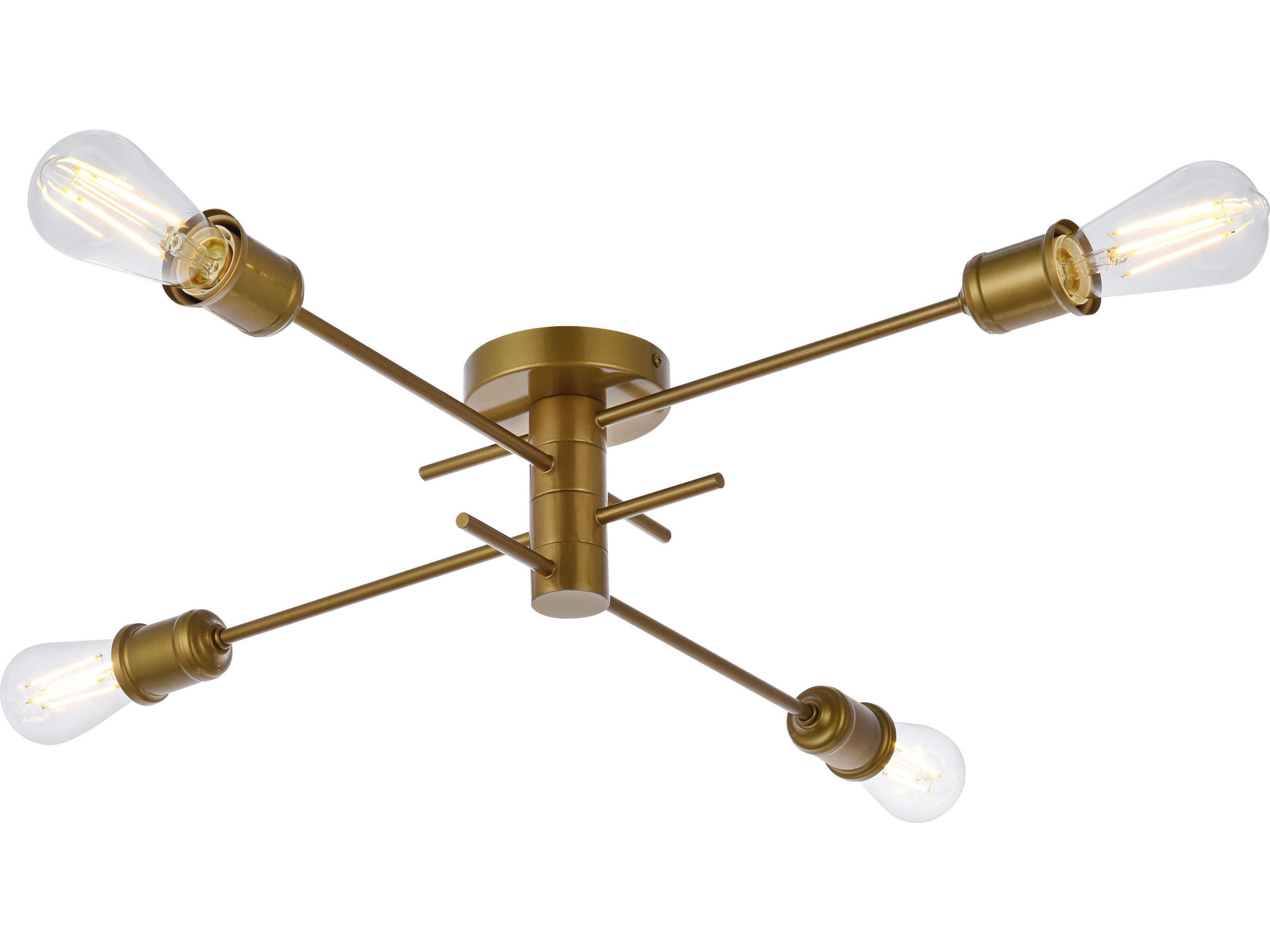 Elegant Lighting Xavier 4-Light Brass Semi Flush Mount