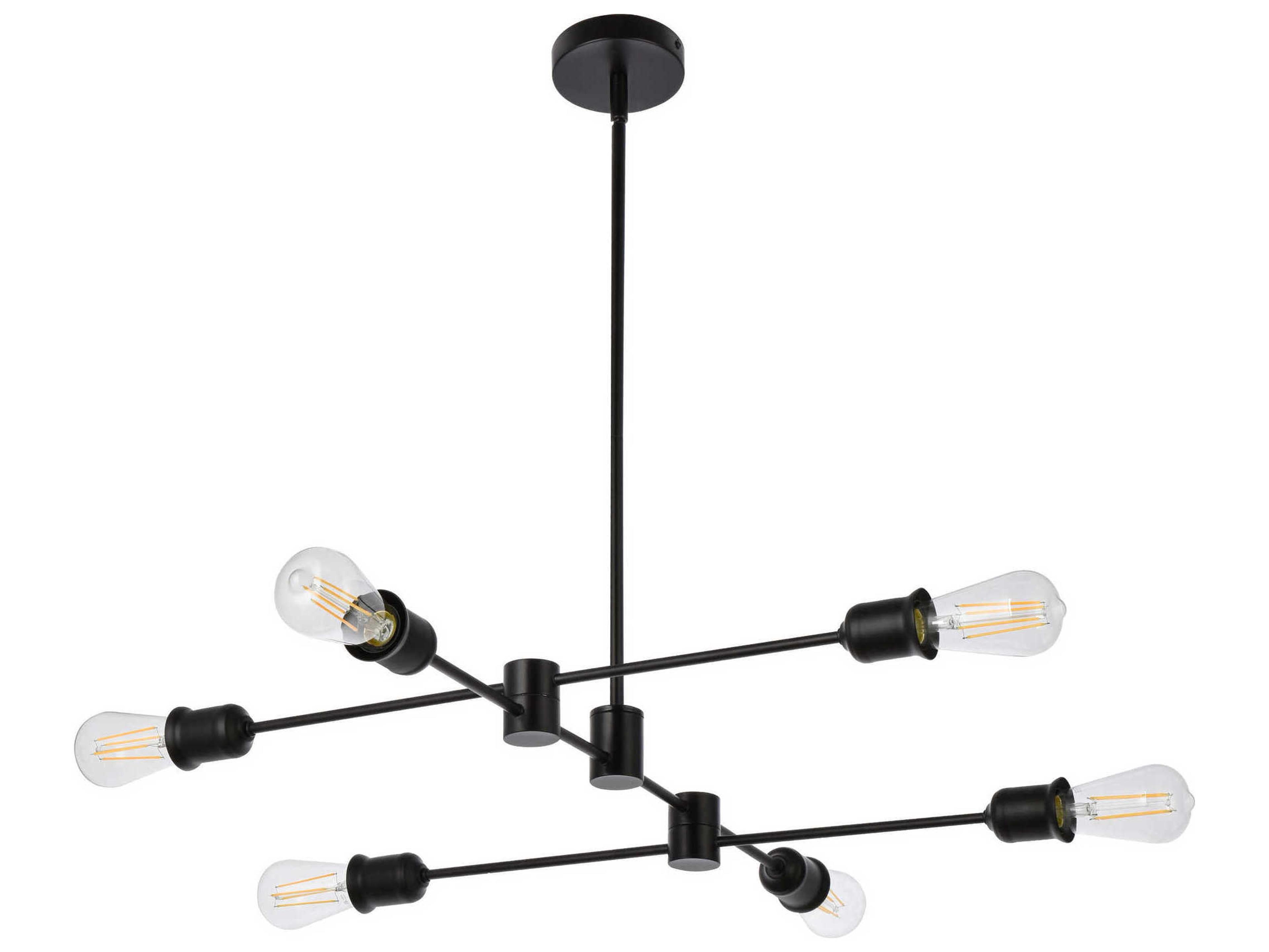 Elegant Lighting Xavier 6-Light Black Island Pendant