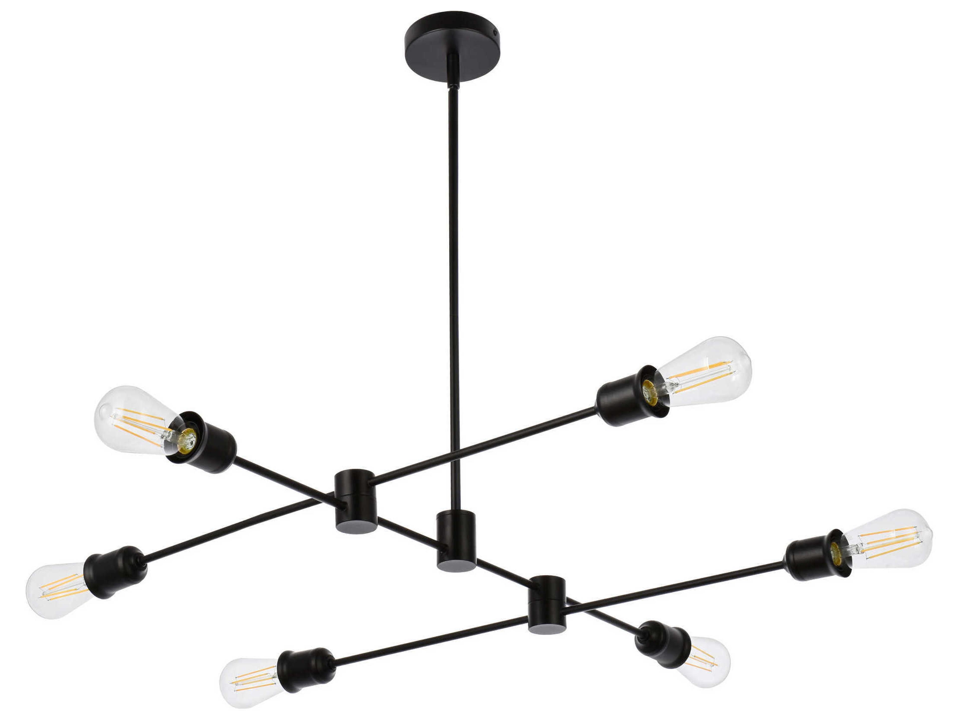Elegant Lighting Xavier 6-Light Black Island Pendant