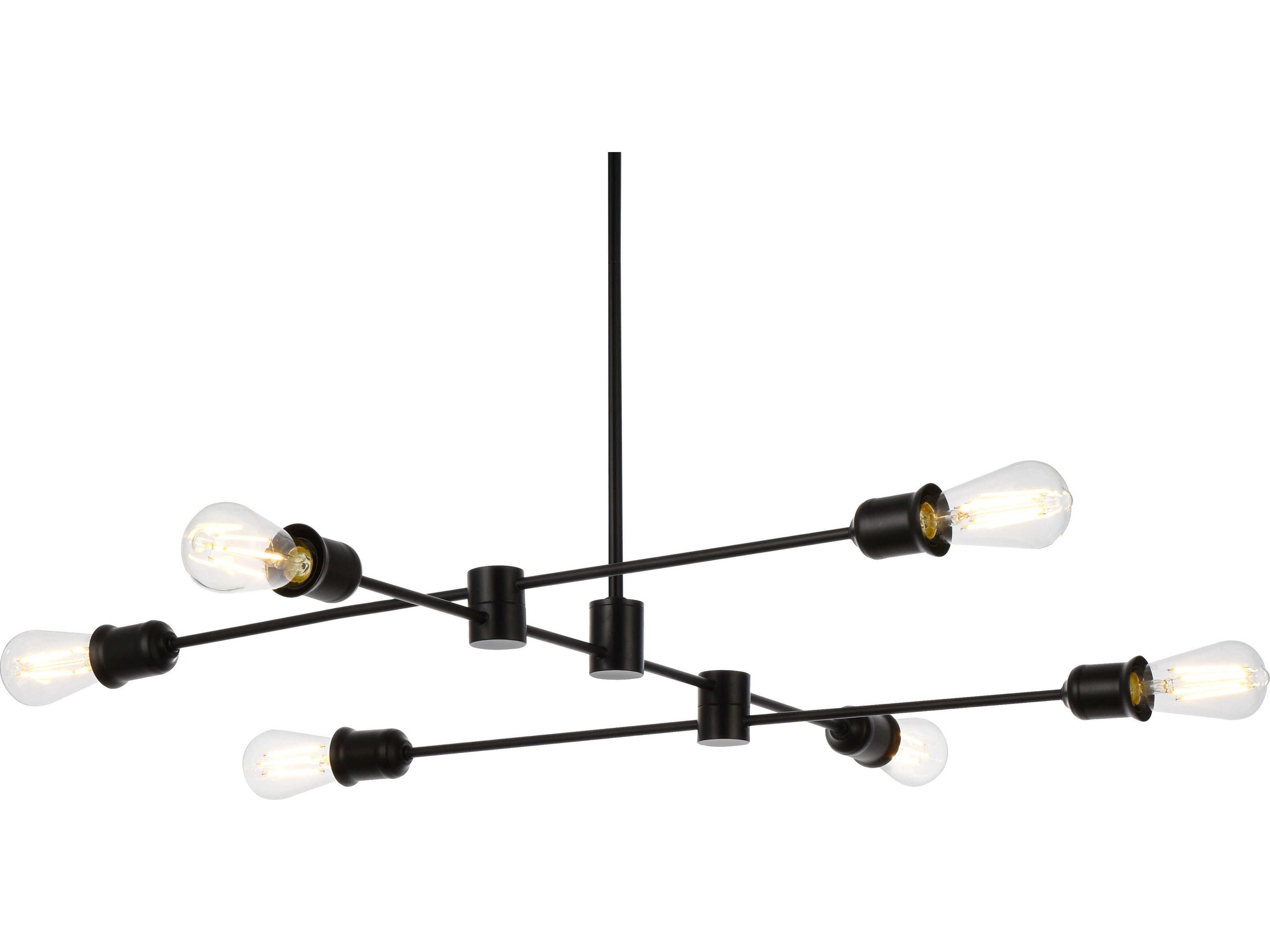 Elegant Lighting Xavier 6-Light Black Island Pendant