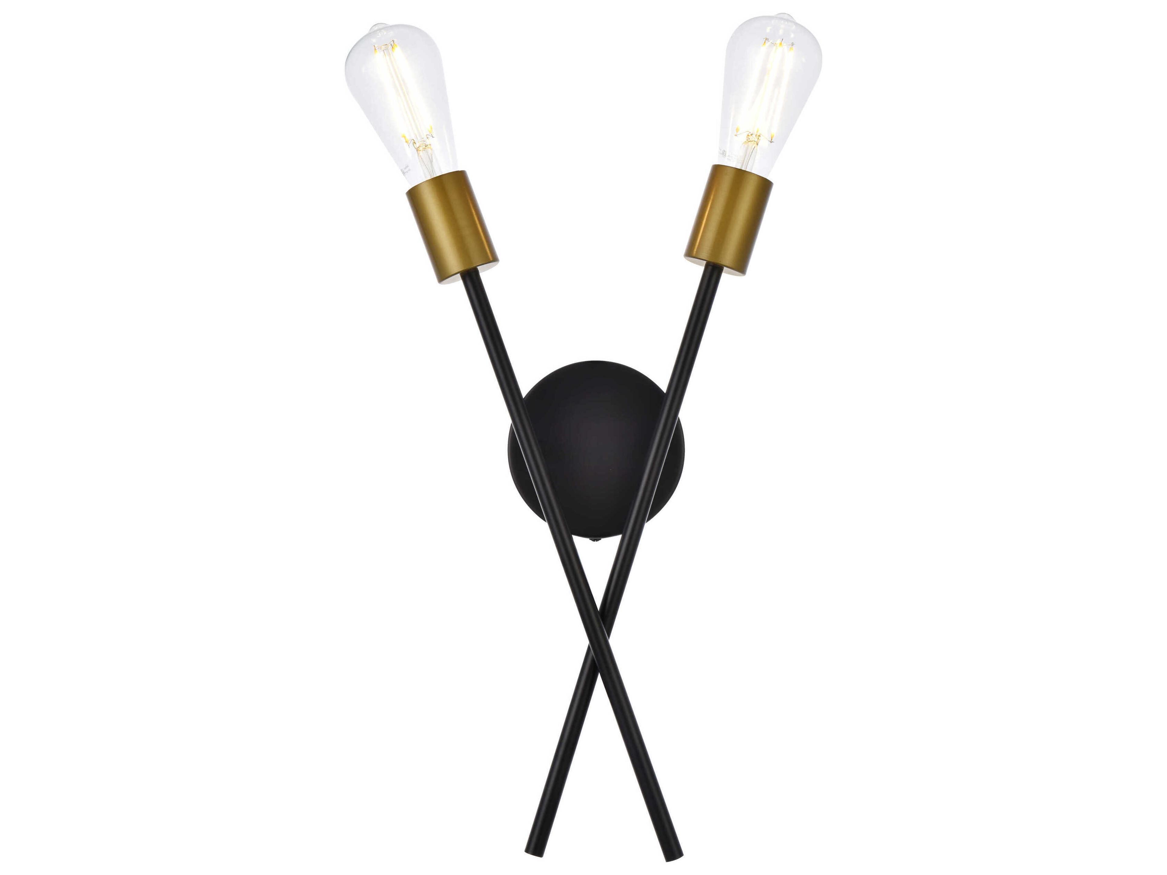 Armin 2-Light Black And Brass Wall Sconce