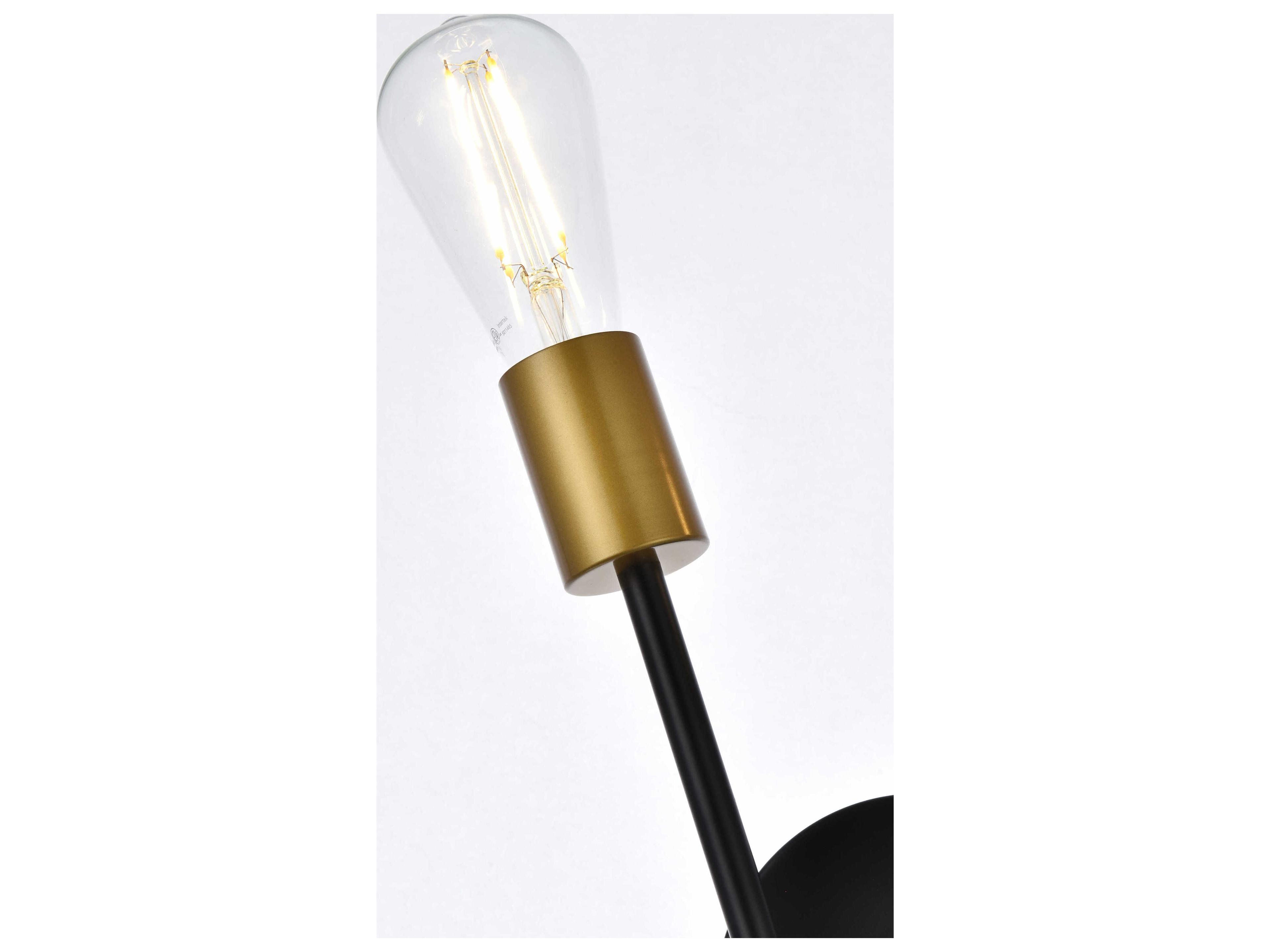 Elegant Lighting Armin 2-Light Black And Brass Wall Sconce