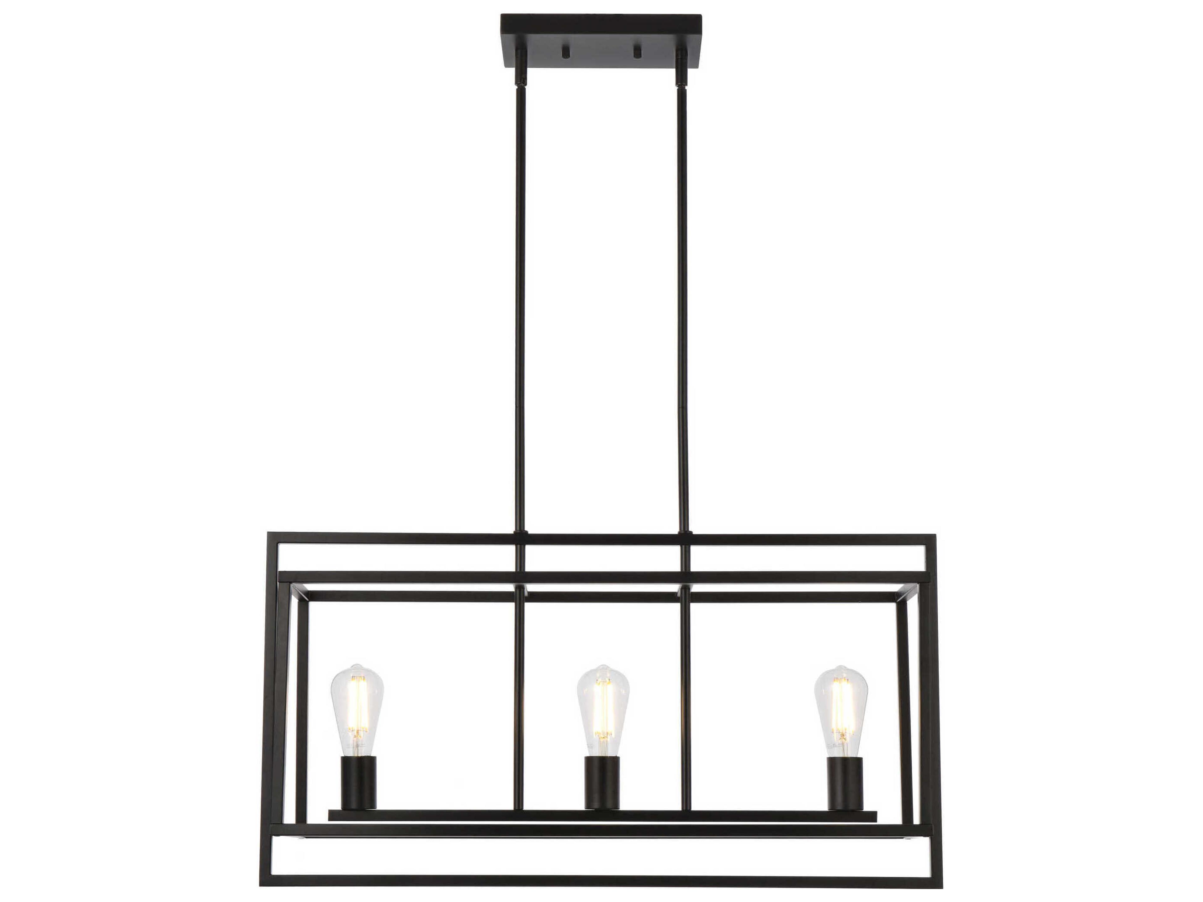 Voir 3-Light Black Geometric Island Pendant