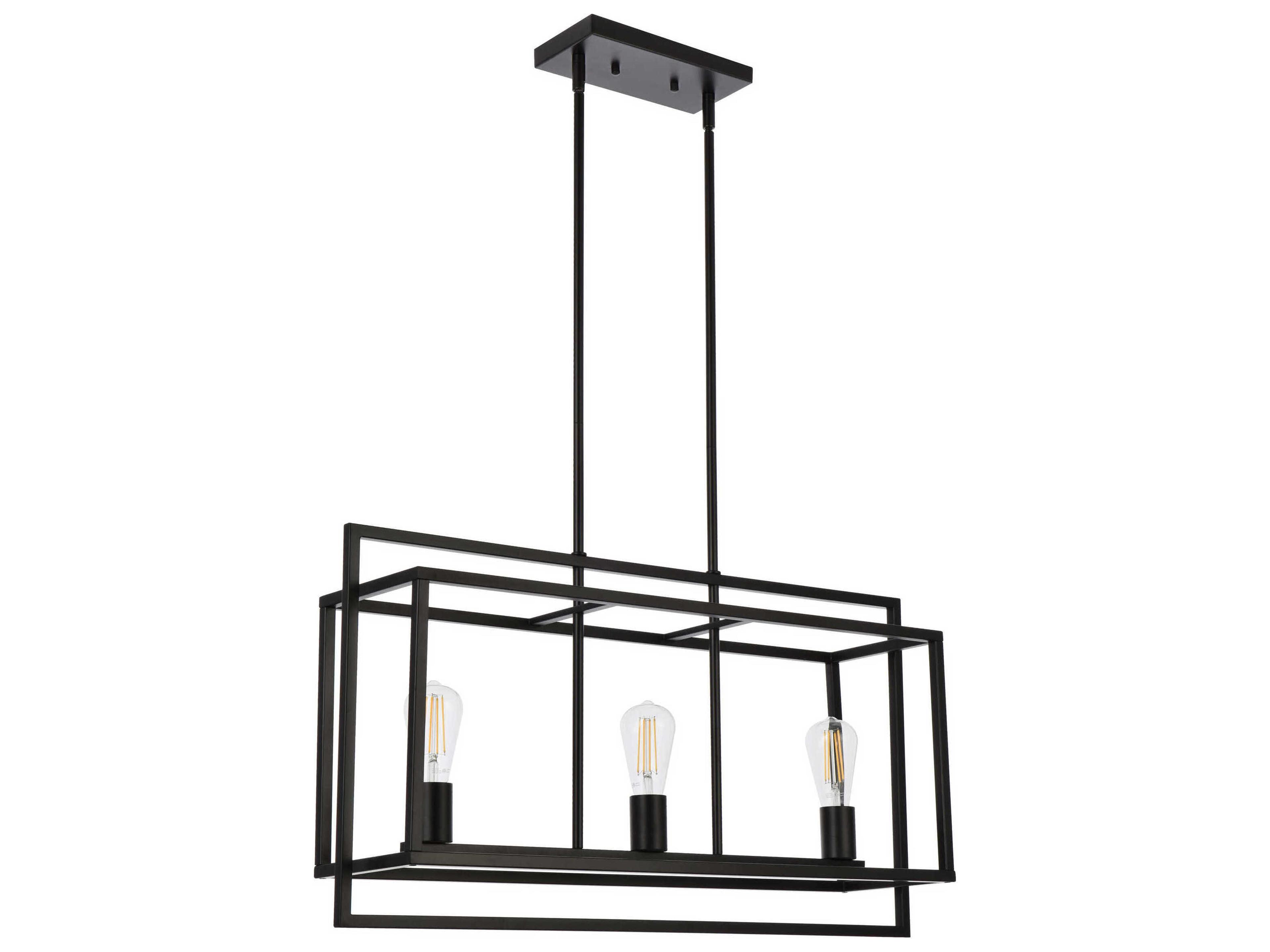 Elegant Lighting Voir 3-Light Black Geometric Island Pendant