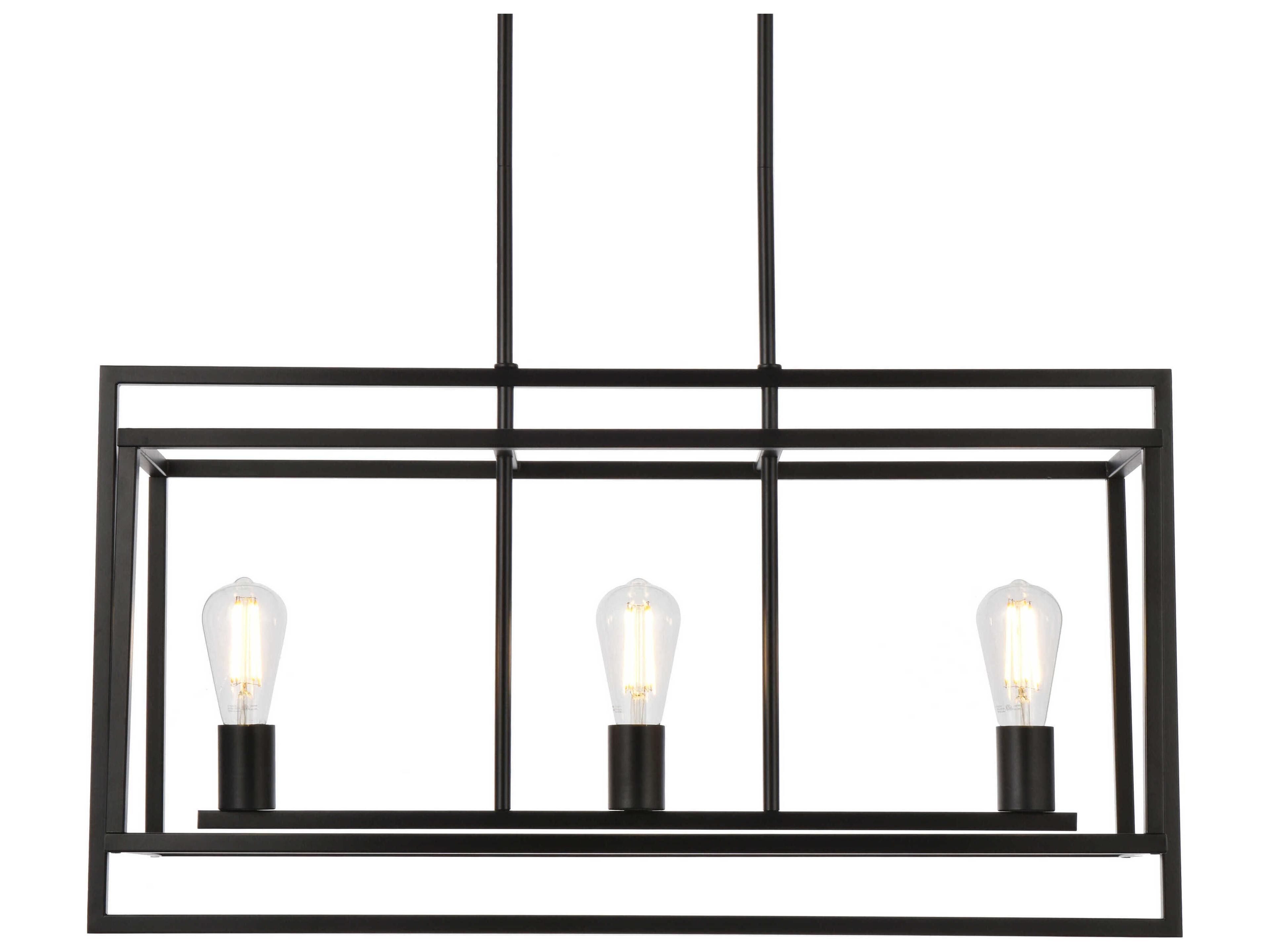 Elegant Lighting Voir 3-Light Black Geometric Island Pendant