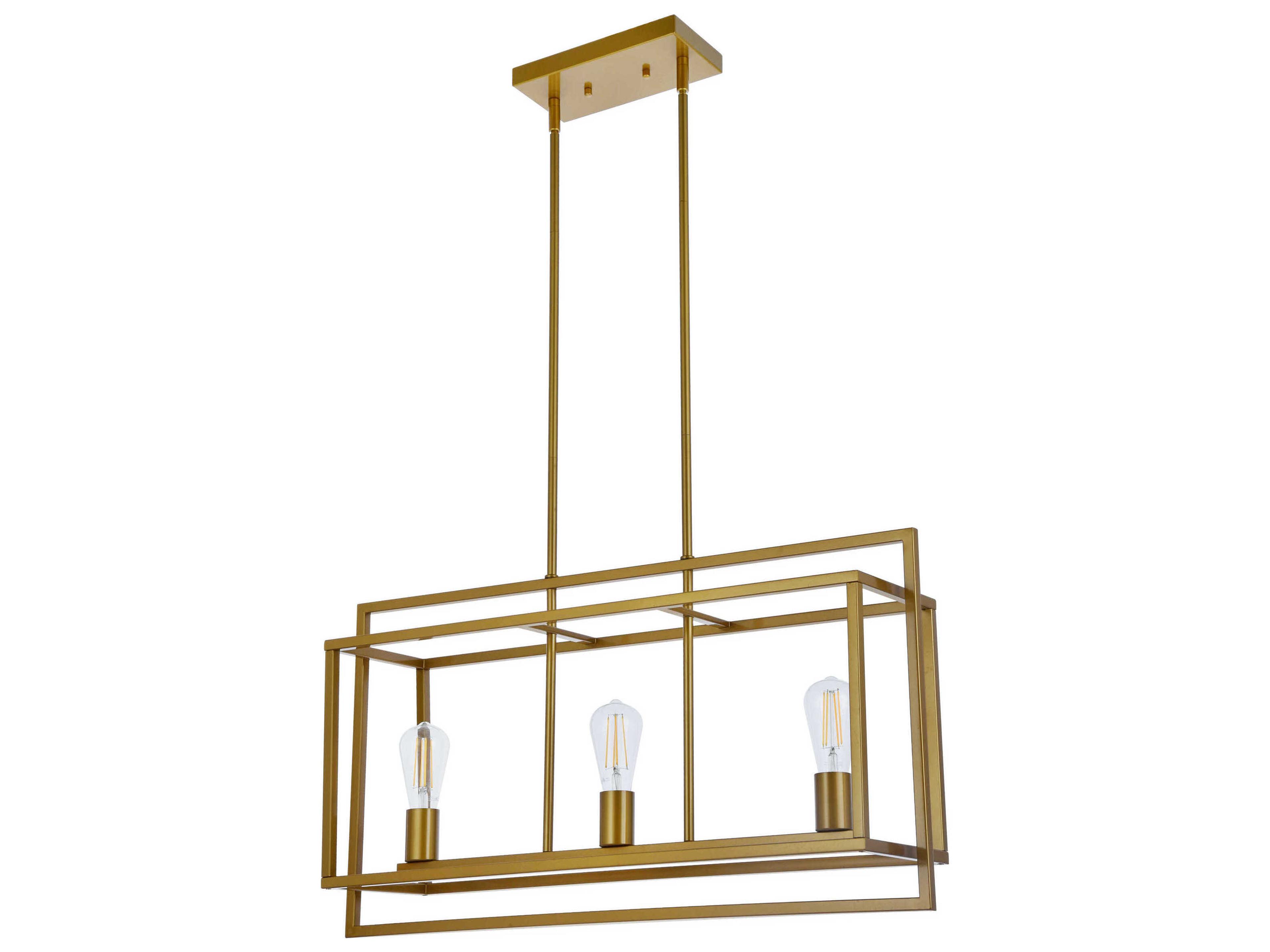 Elegant Lighting Voir 3-Light Brass Geometric Island Pendant