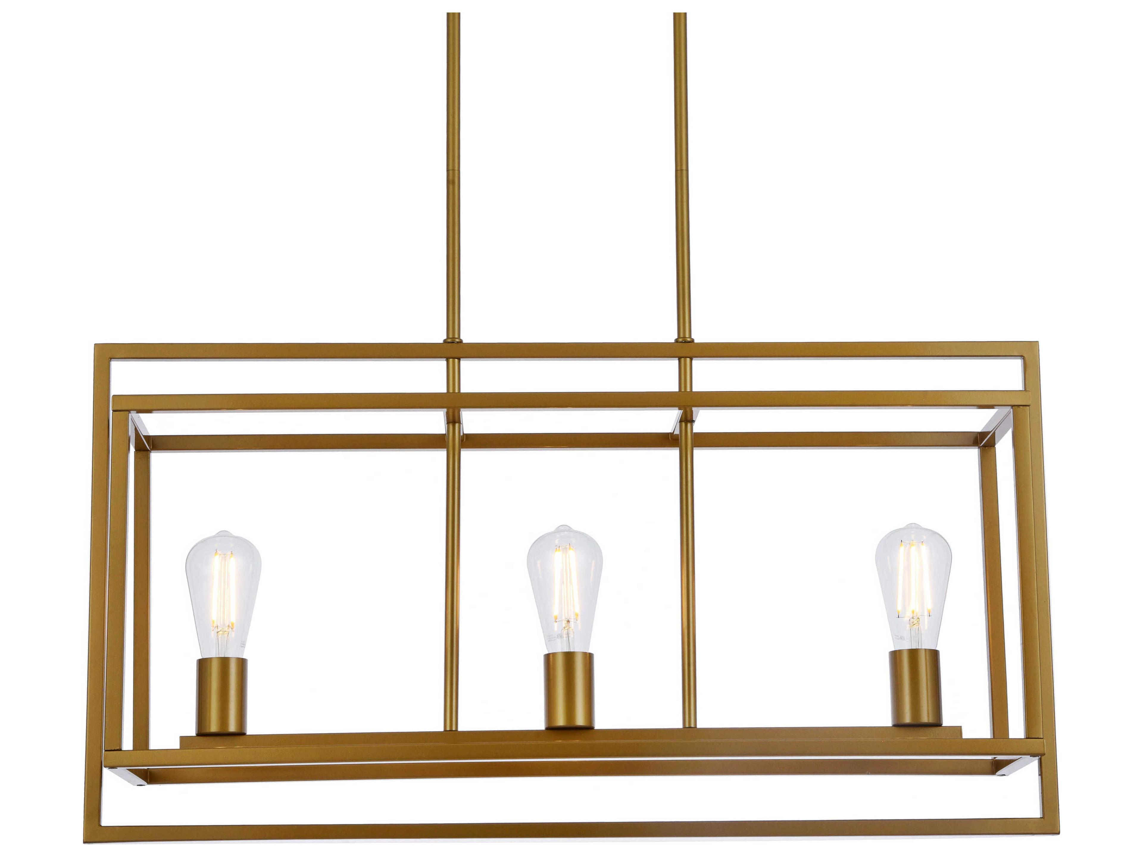 Elegant Lighting Voir 3-Light Brass Geometric Island Pendant