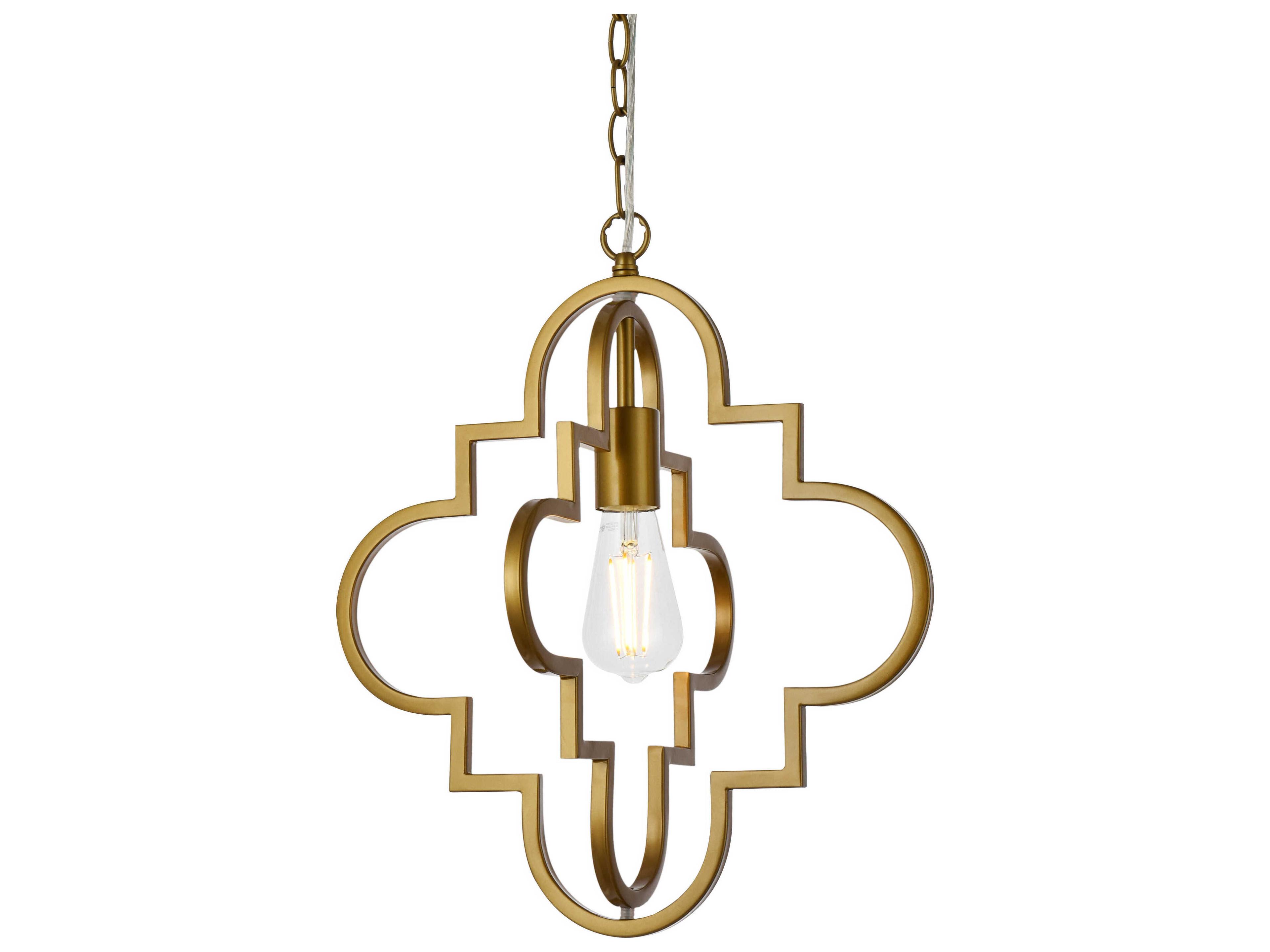 Elegant Lighting Sandara 1-Light Brass Geometric Pendant