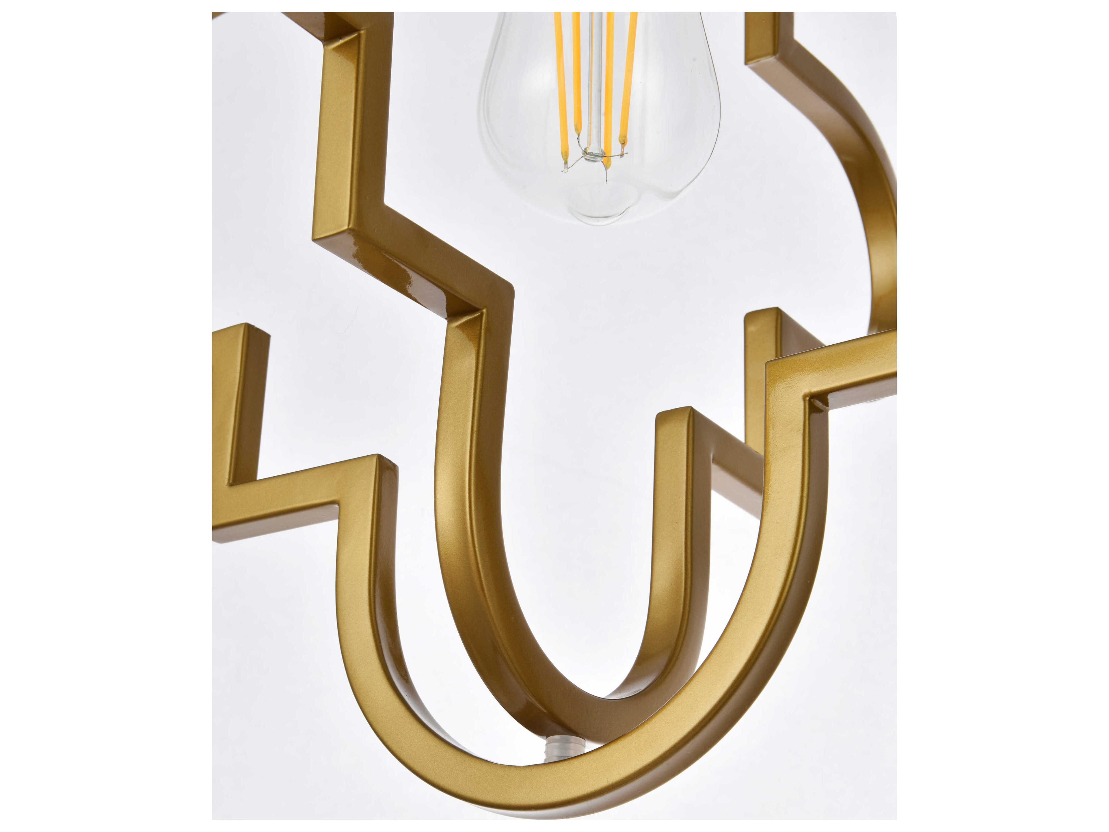 Elegant Lighting Sandara 1-Light Brass Geometric Pendant