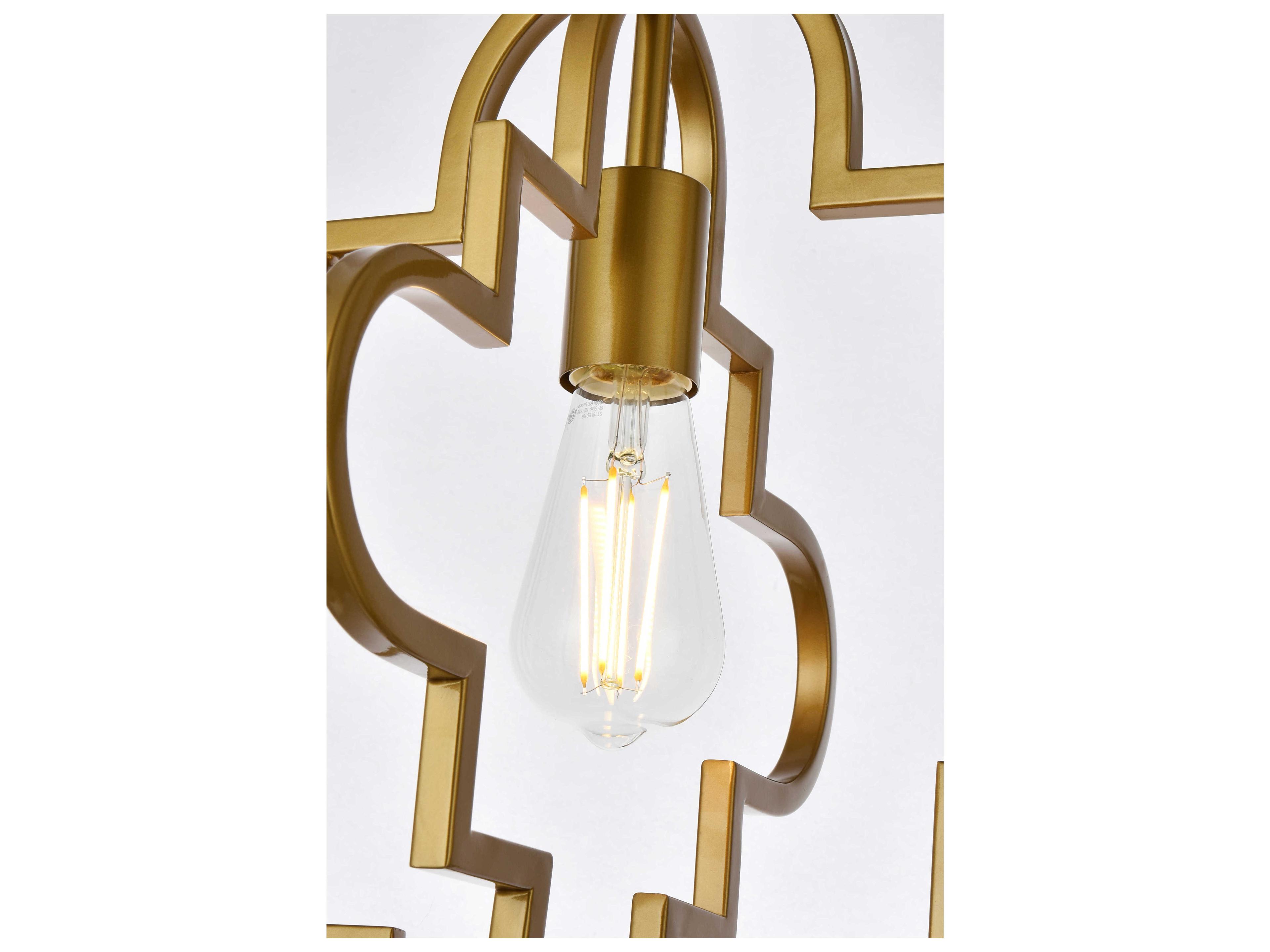 Elegant Lighting Sandara 1-Light Brass Geometric Pendant