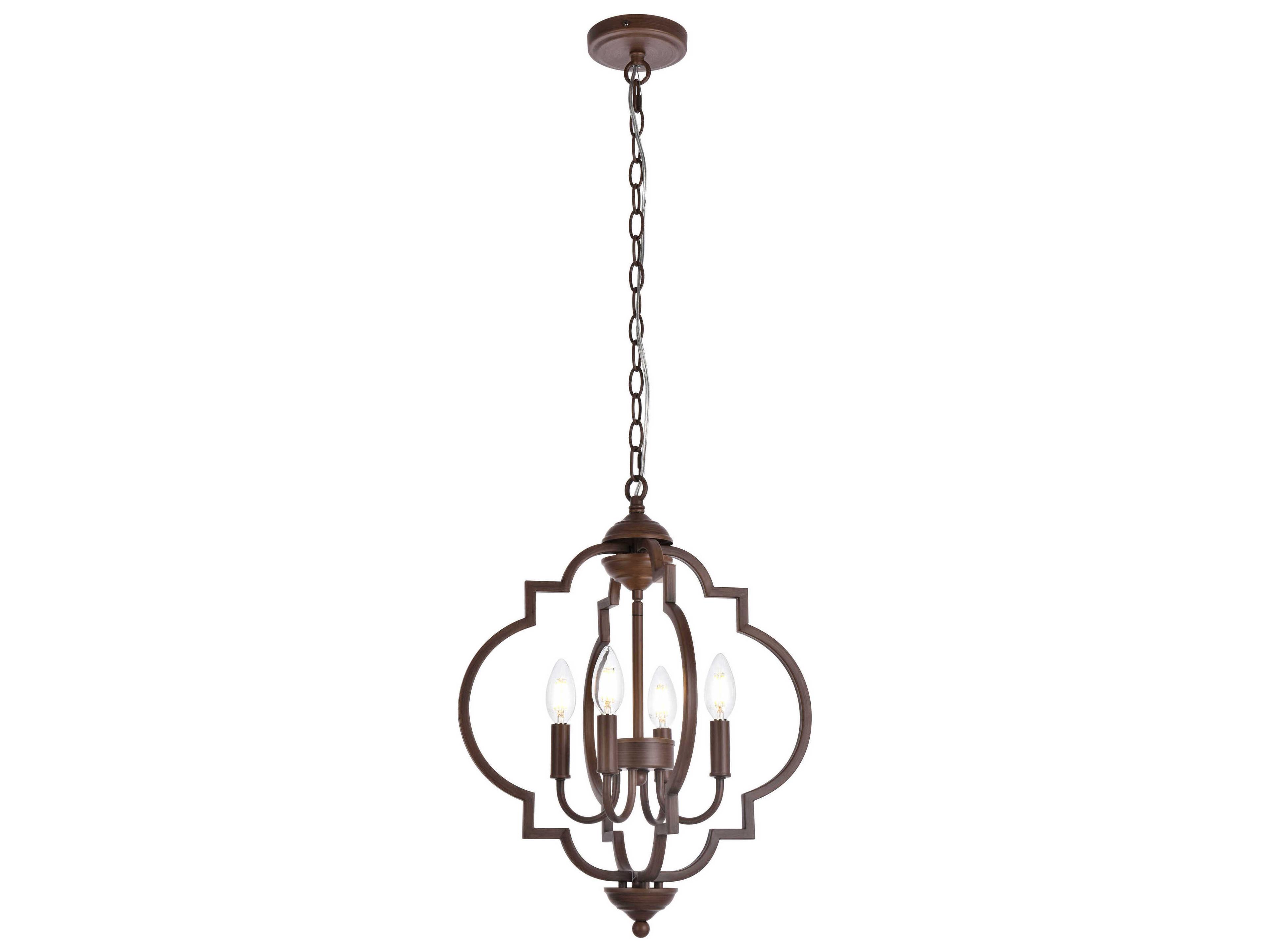 Sandara 4-Light Weathered Oak Brown Geometric Chandelier