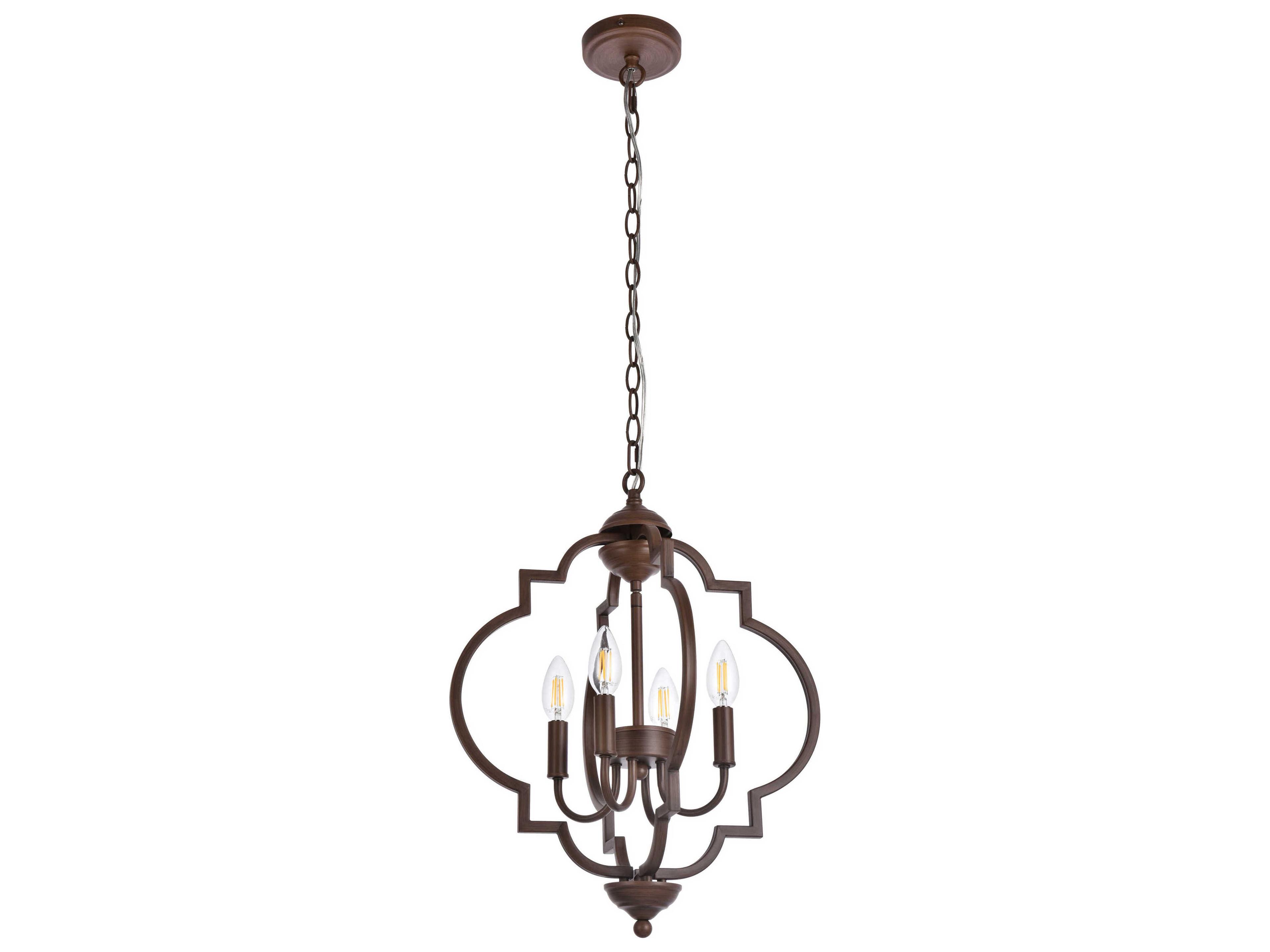 Elegant Lighting Sandara 4-Light Weathered Oak Brown Geometric Chandelier