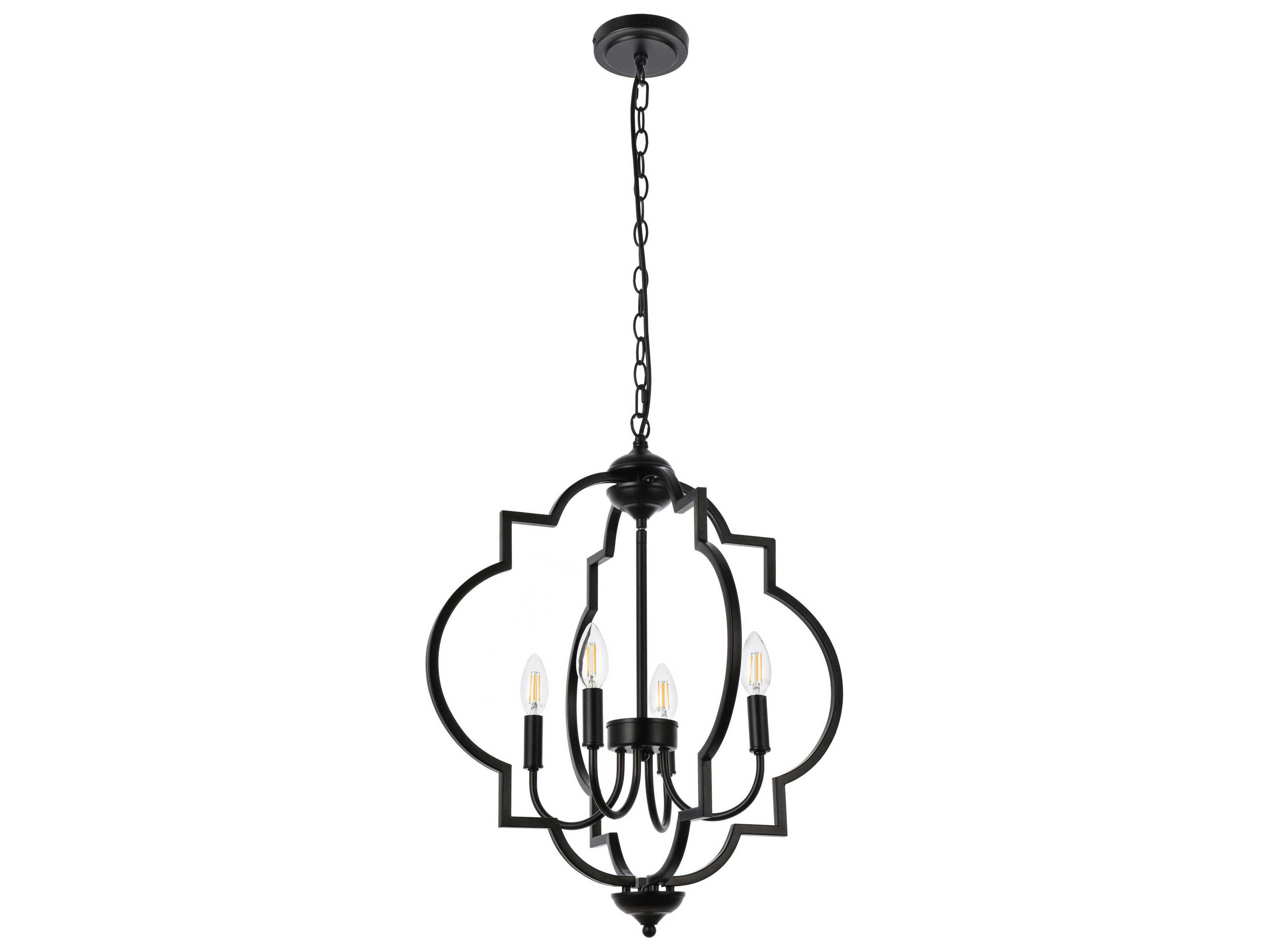 Elegant Lighting Sandara 4-Light Black Geometric Chandelier