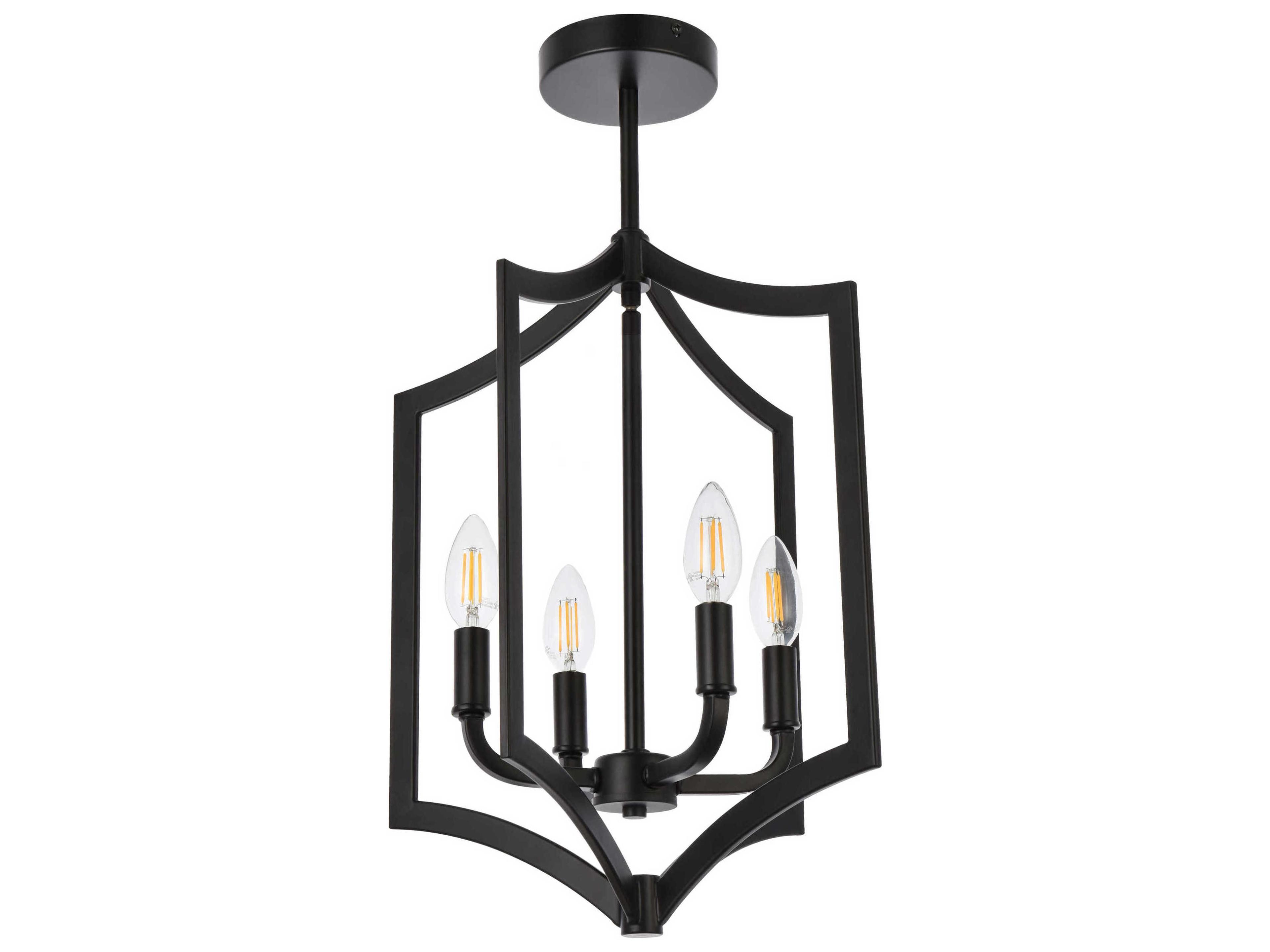 Elegant Lighting Kiera 4-Light Black Semi Flush Mount