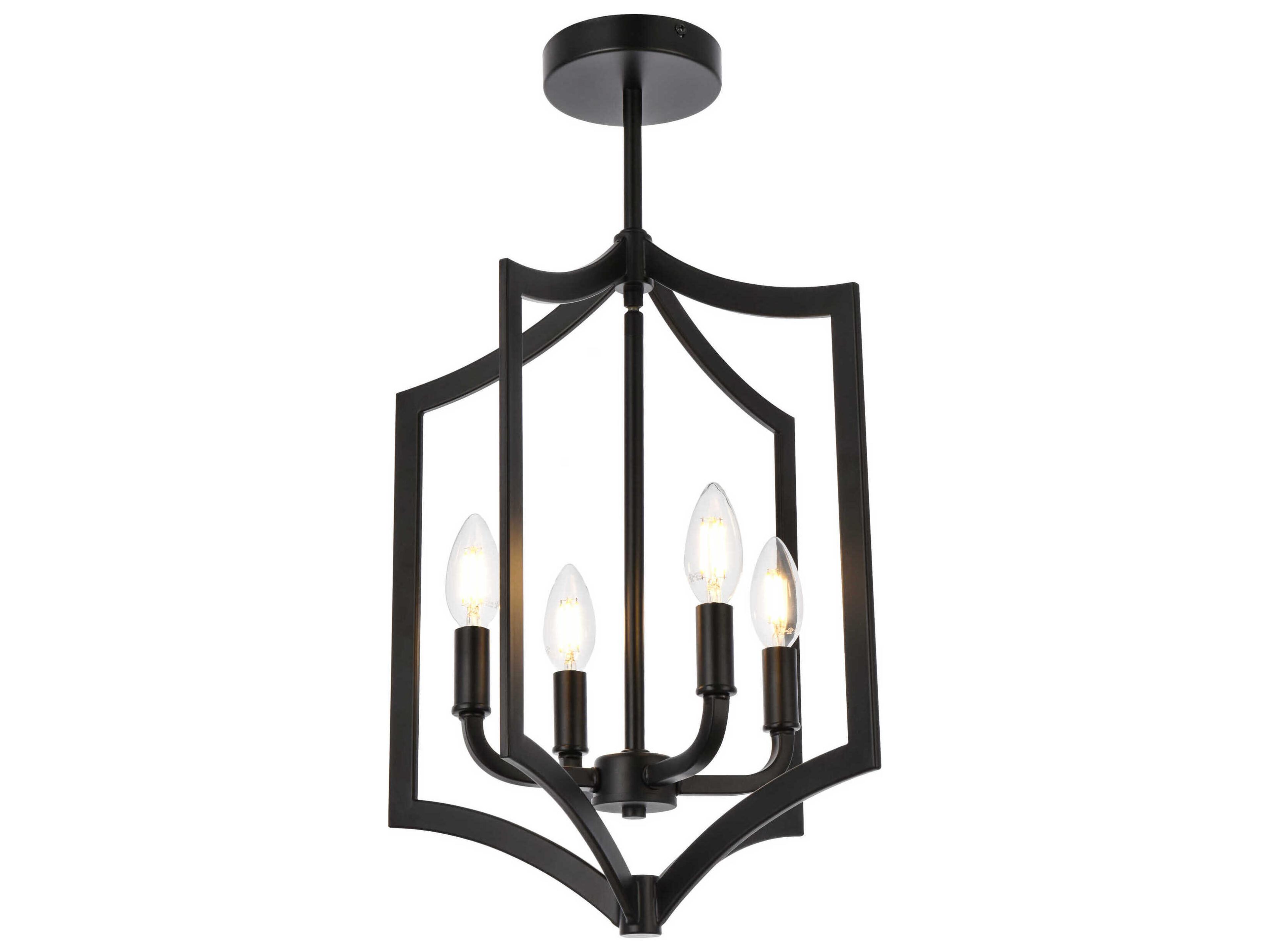 Elegant Lighting Kiera 4-Light Black Semi Flush Mount
