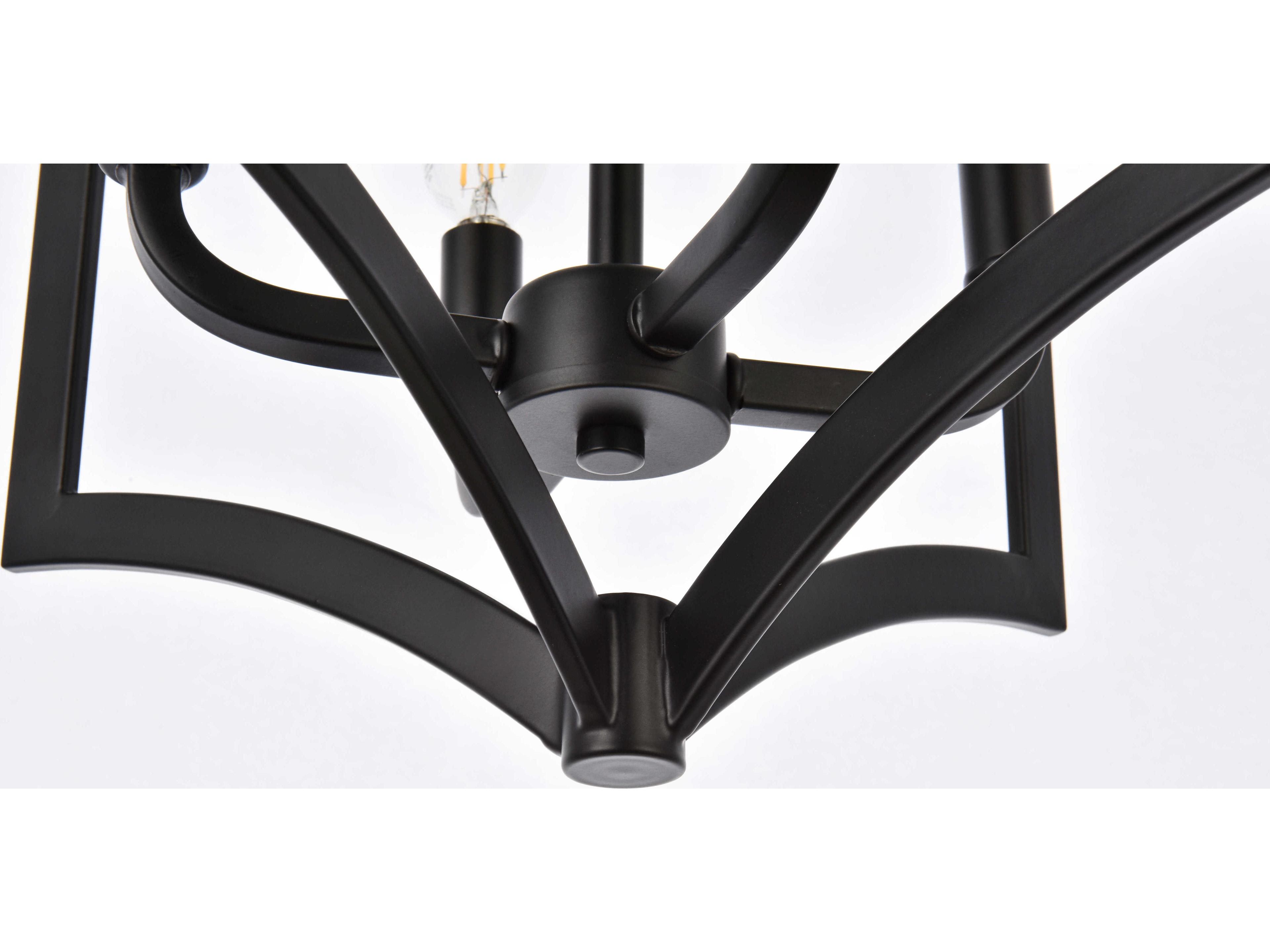 Elegant Lighting Kiera 4-Light Black Semi Flush Mount