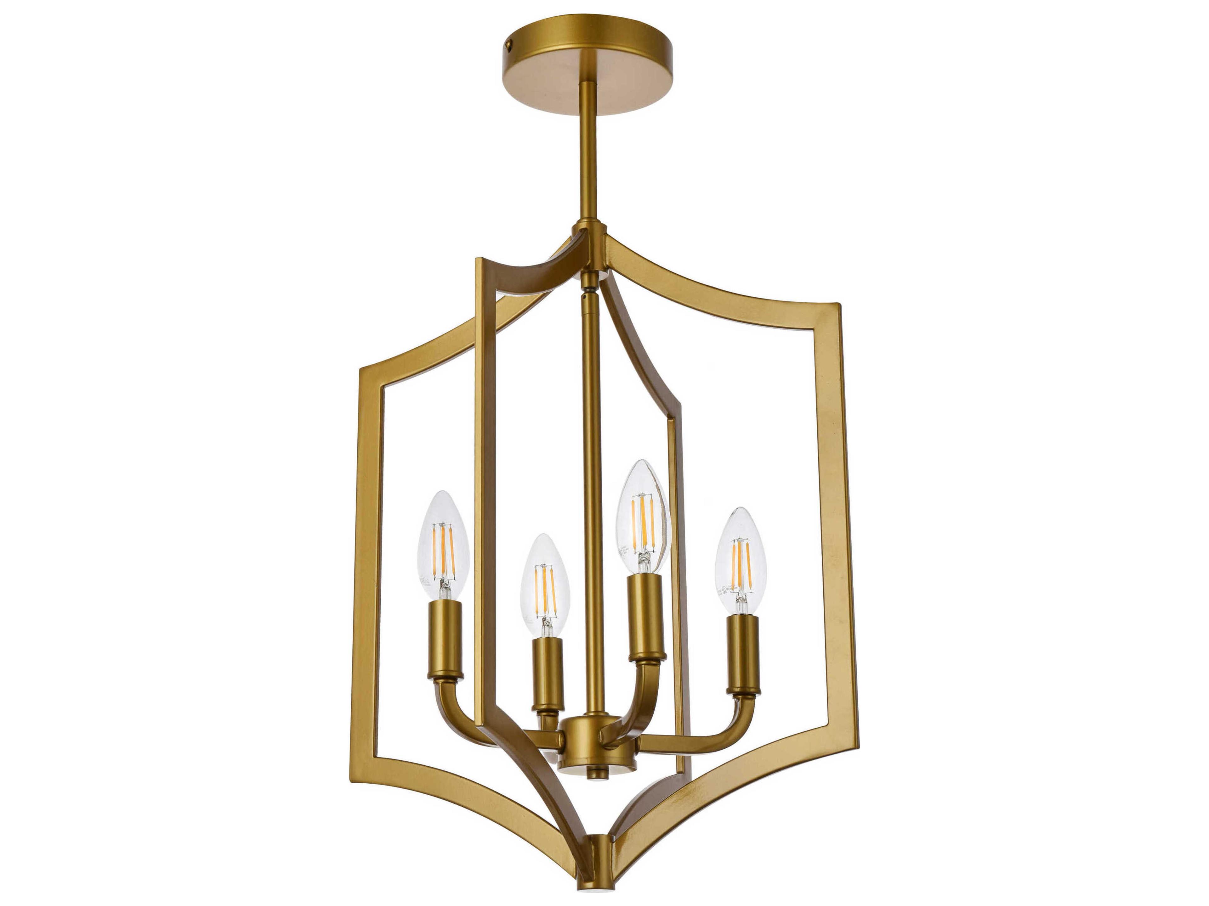 Elegant Lighting Kiera 4-Light Brass Semi Flush Mount
