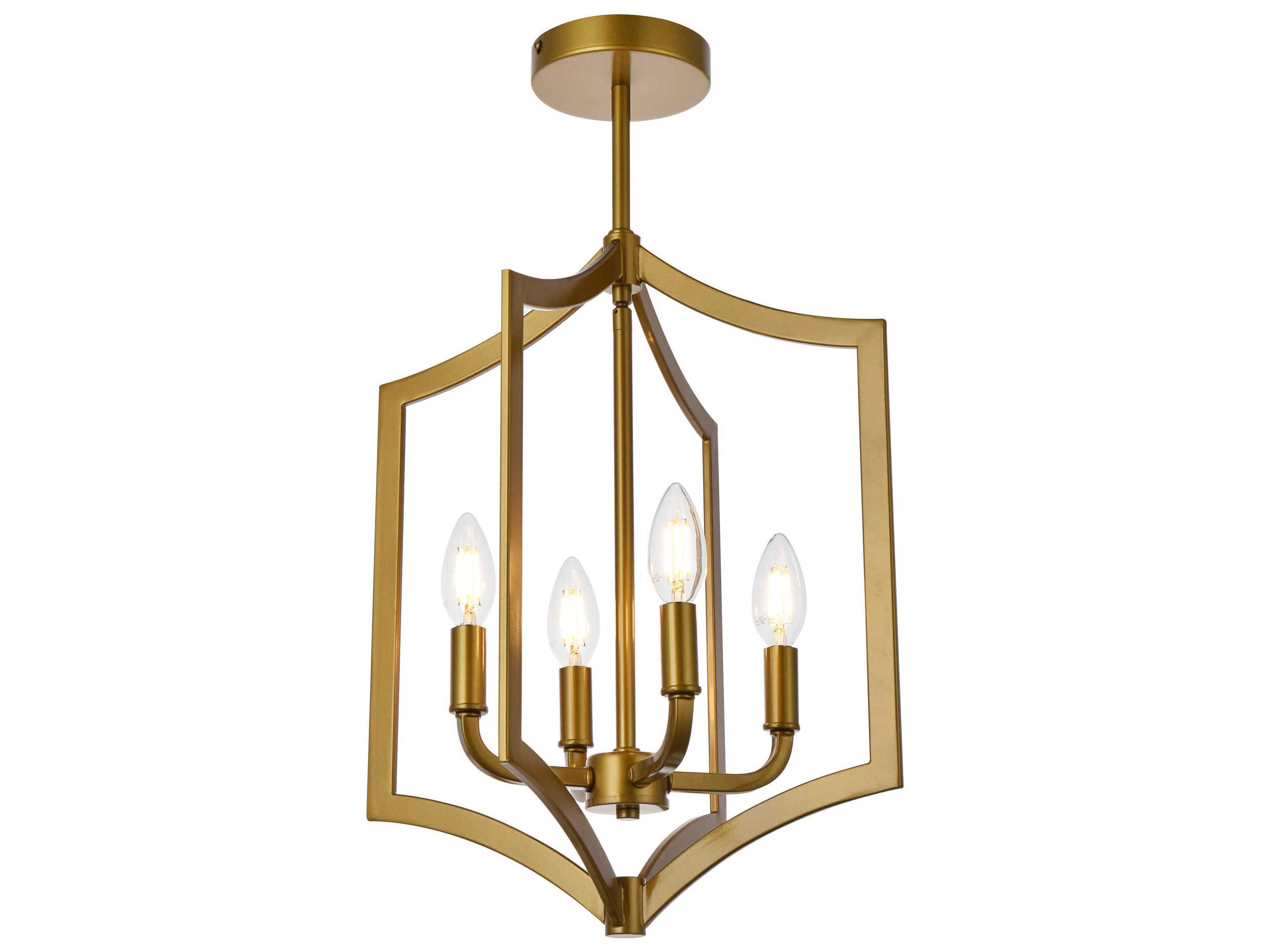 Elegant Lighting Kiera 4-Light Brass Semi Flush Mount