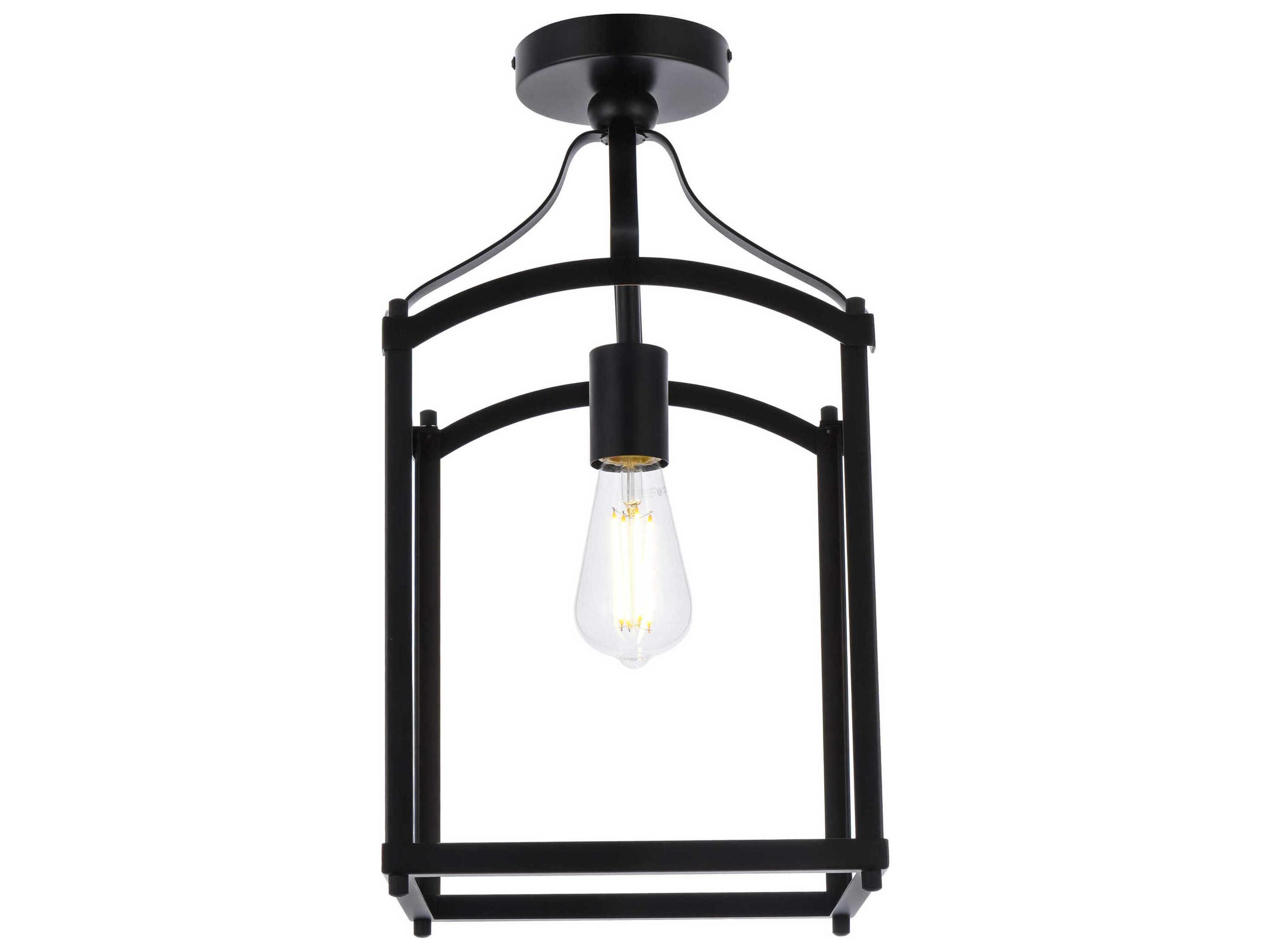 Janet 1-Light Black Geometric Semi Flush Mount