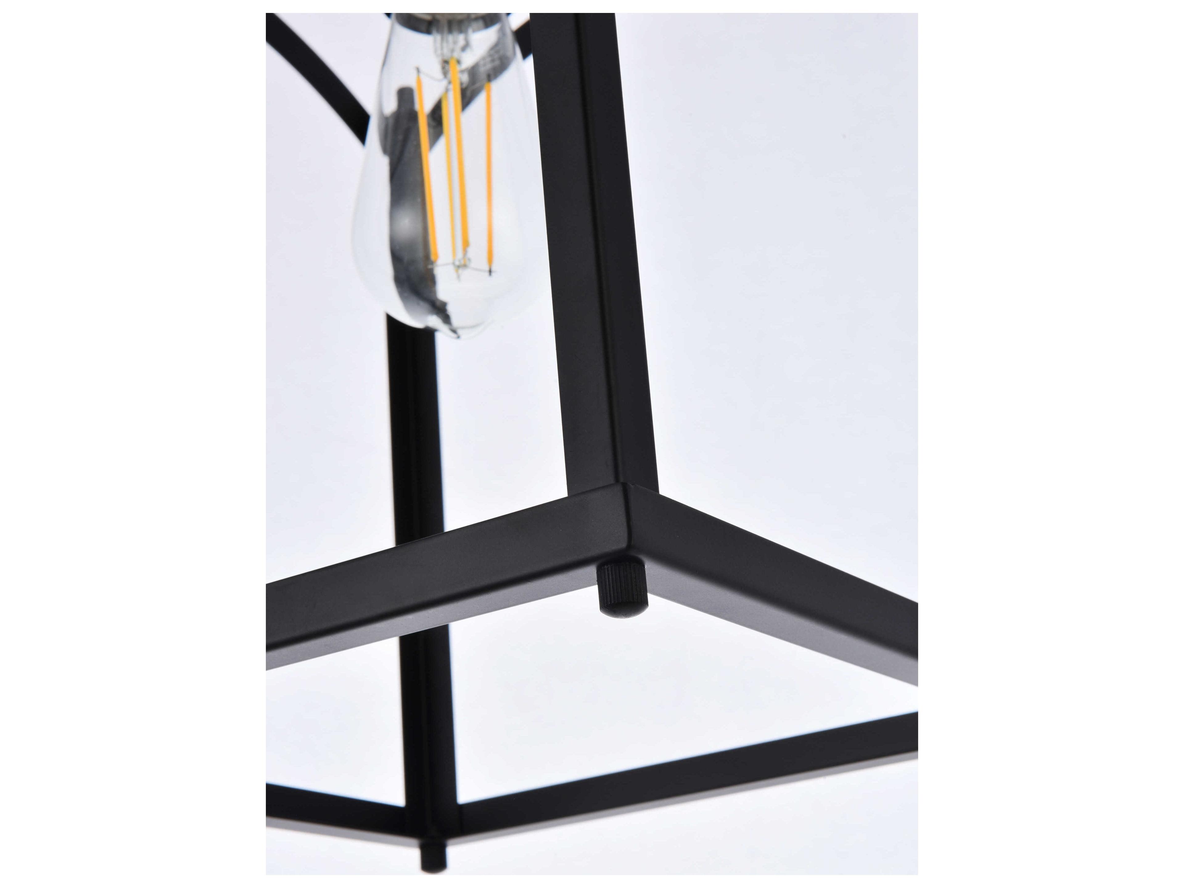 Elegant Lighting Janet 1-Light Black Geometric Semi Flush Mount