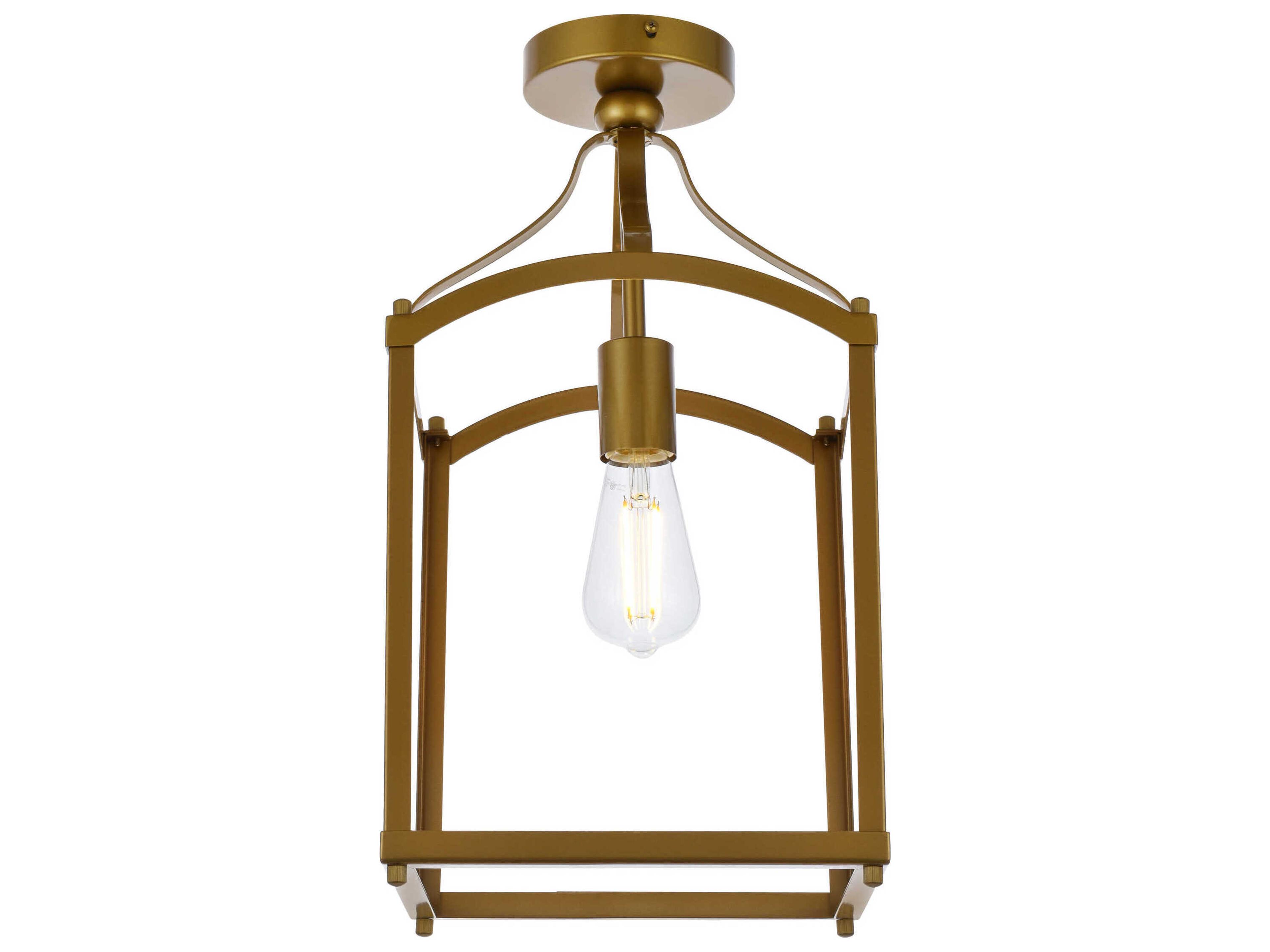 Janet 1-Light Brass Geometric Semi Flush Mount