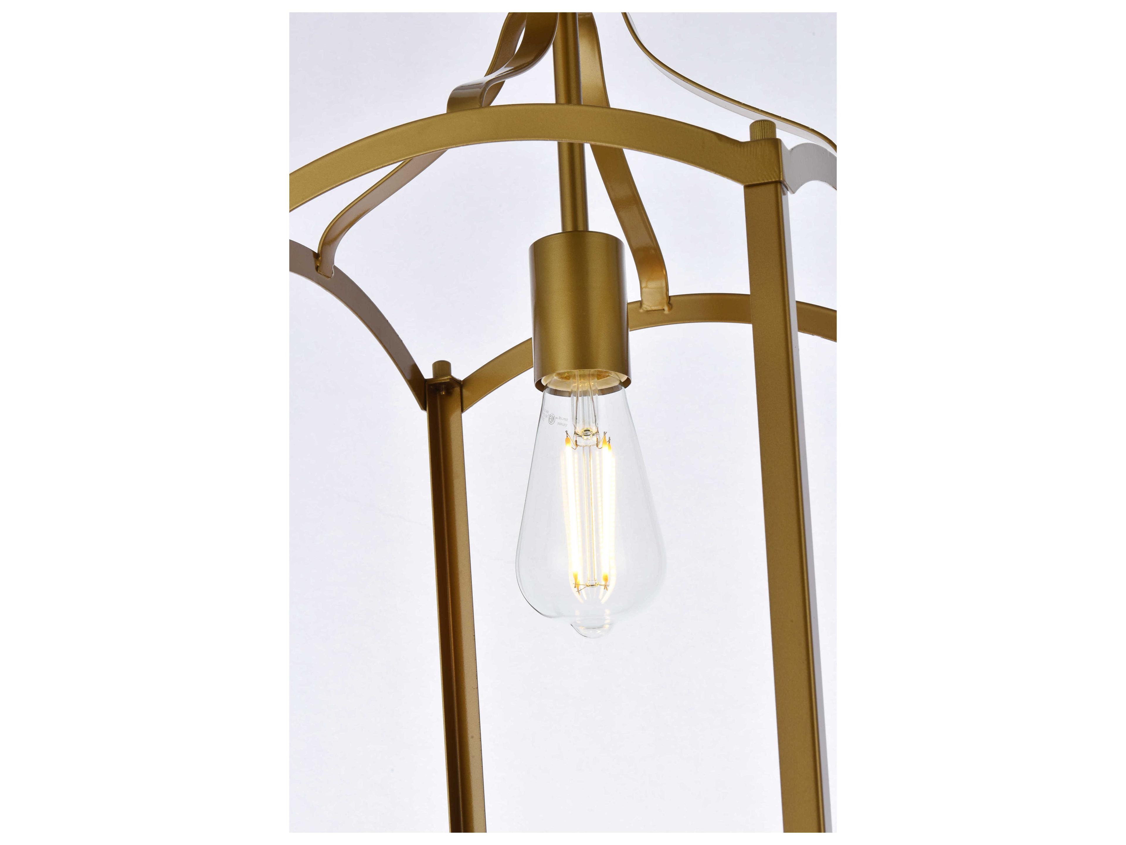 Elegant Lighting Janet 1-Light Brass Geometric Semi Flush Mount