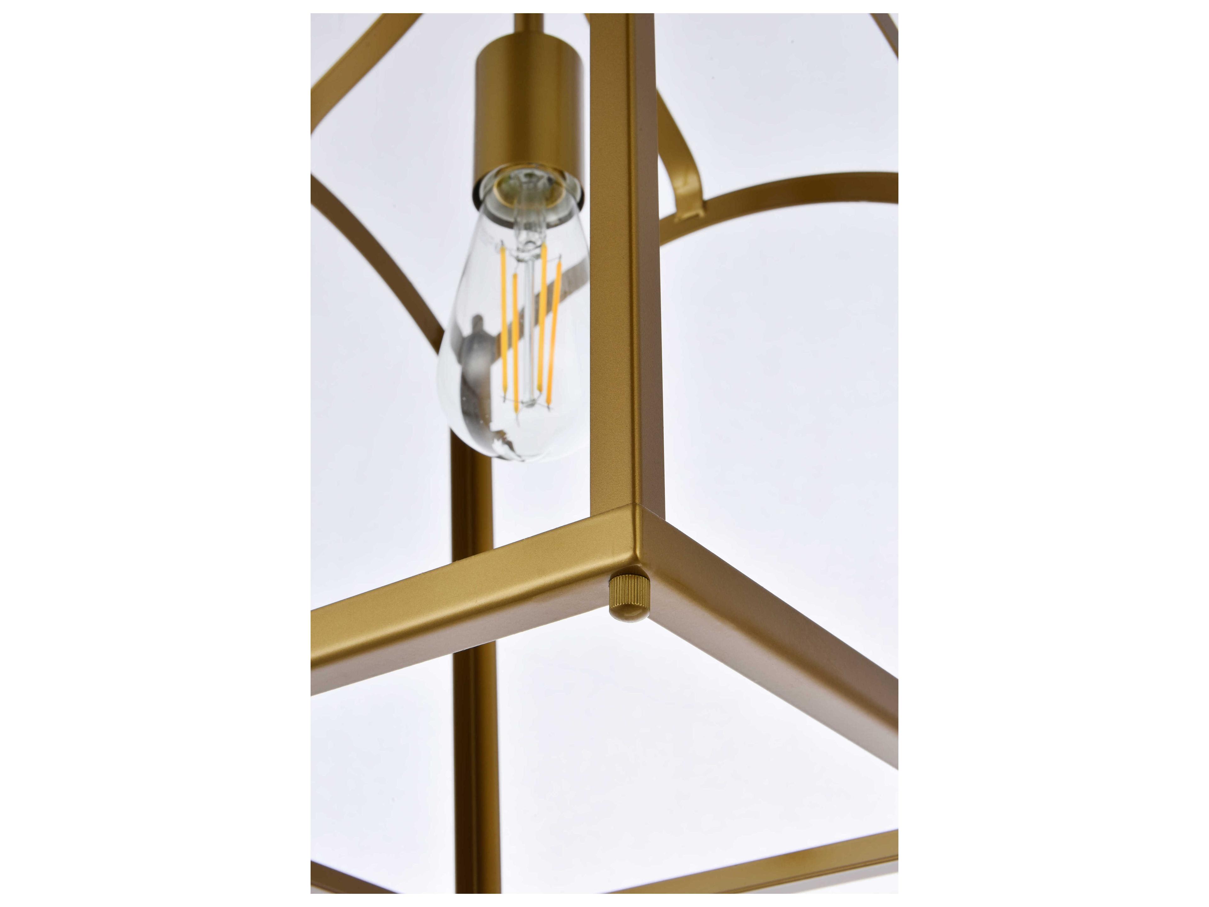Elegant Lighting Janet 1-Light Brass Geometric Semi Flush Mount