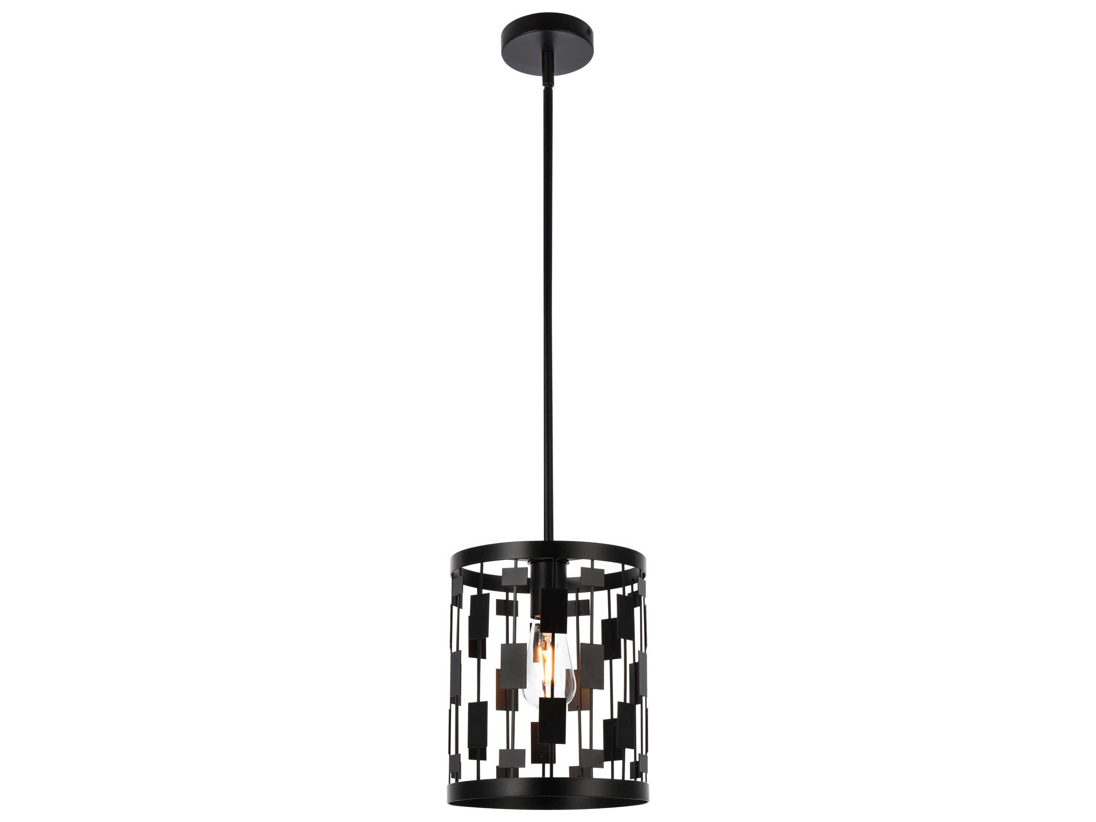 Levante 1-Light Black Cylinder Mini Pendant