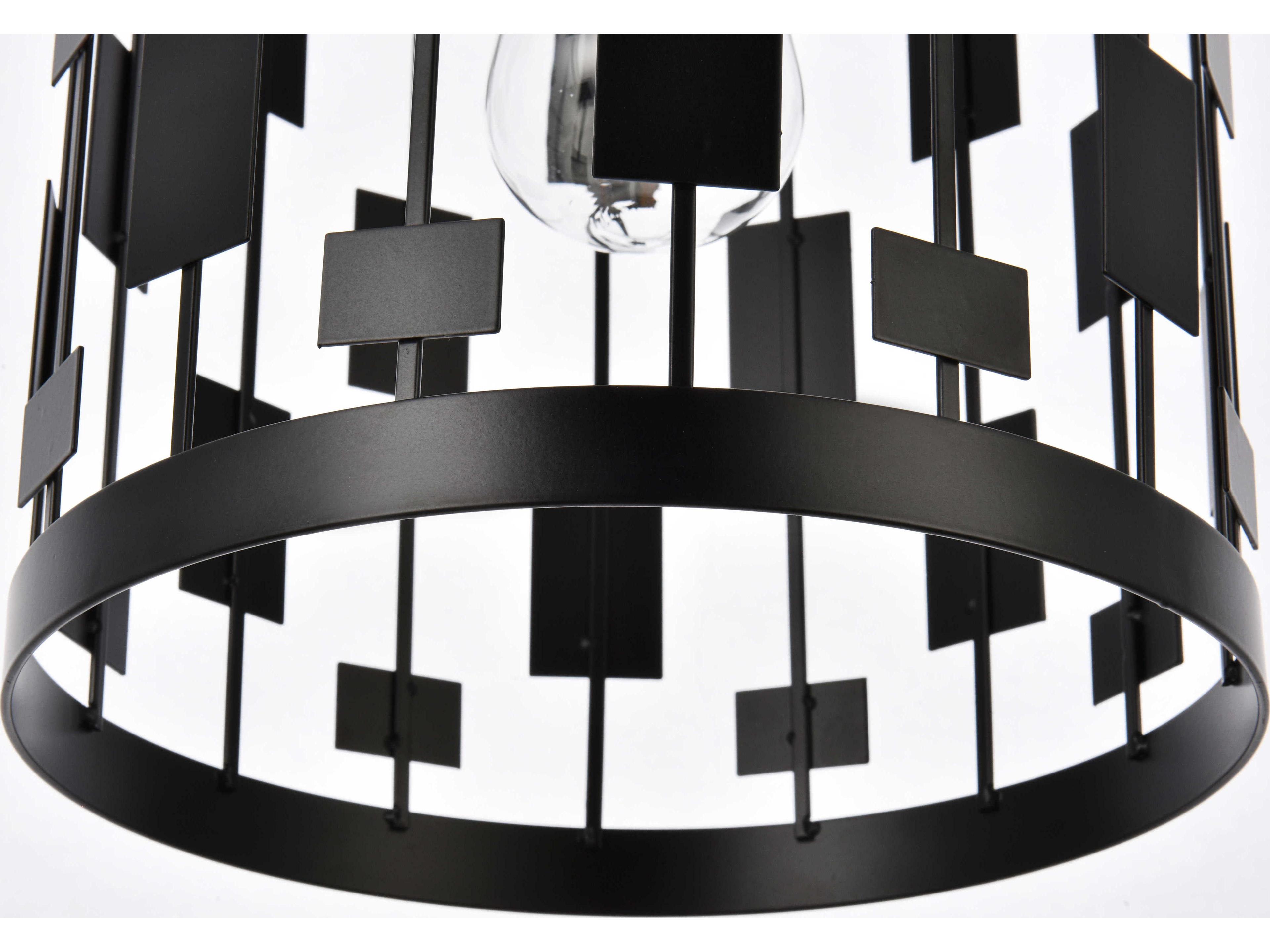 Elegant Lighting Levante 1-Light Black Cylinder Mini Pendant