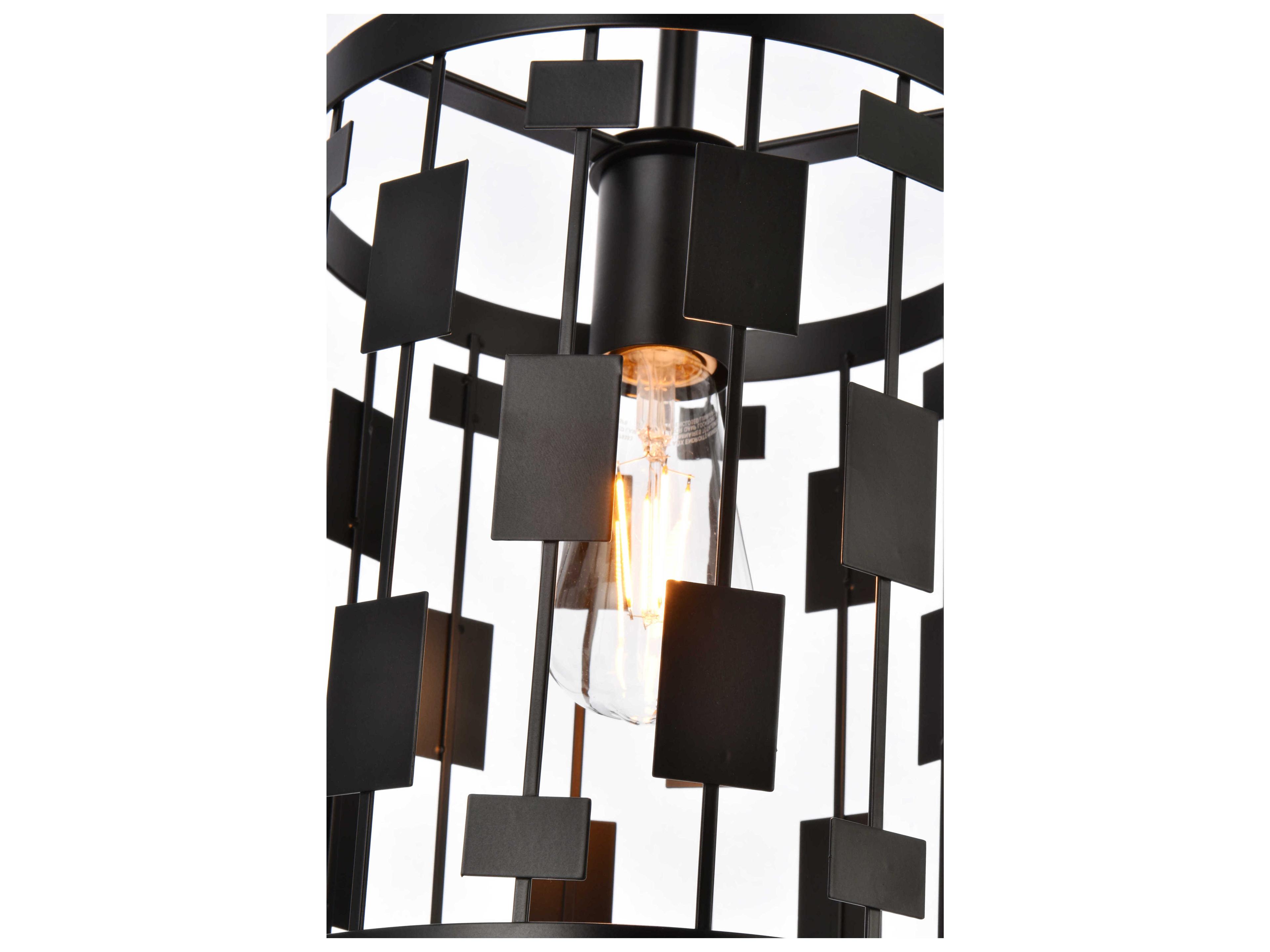 Elegant Lighting Levante 1-Light Black Cylinder Mini Pendant