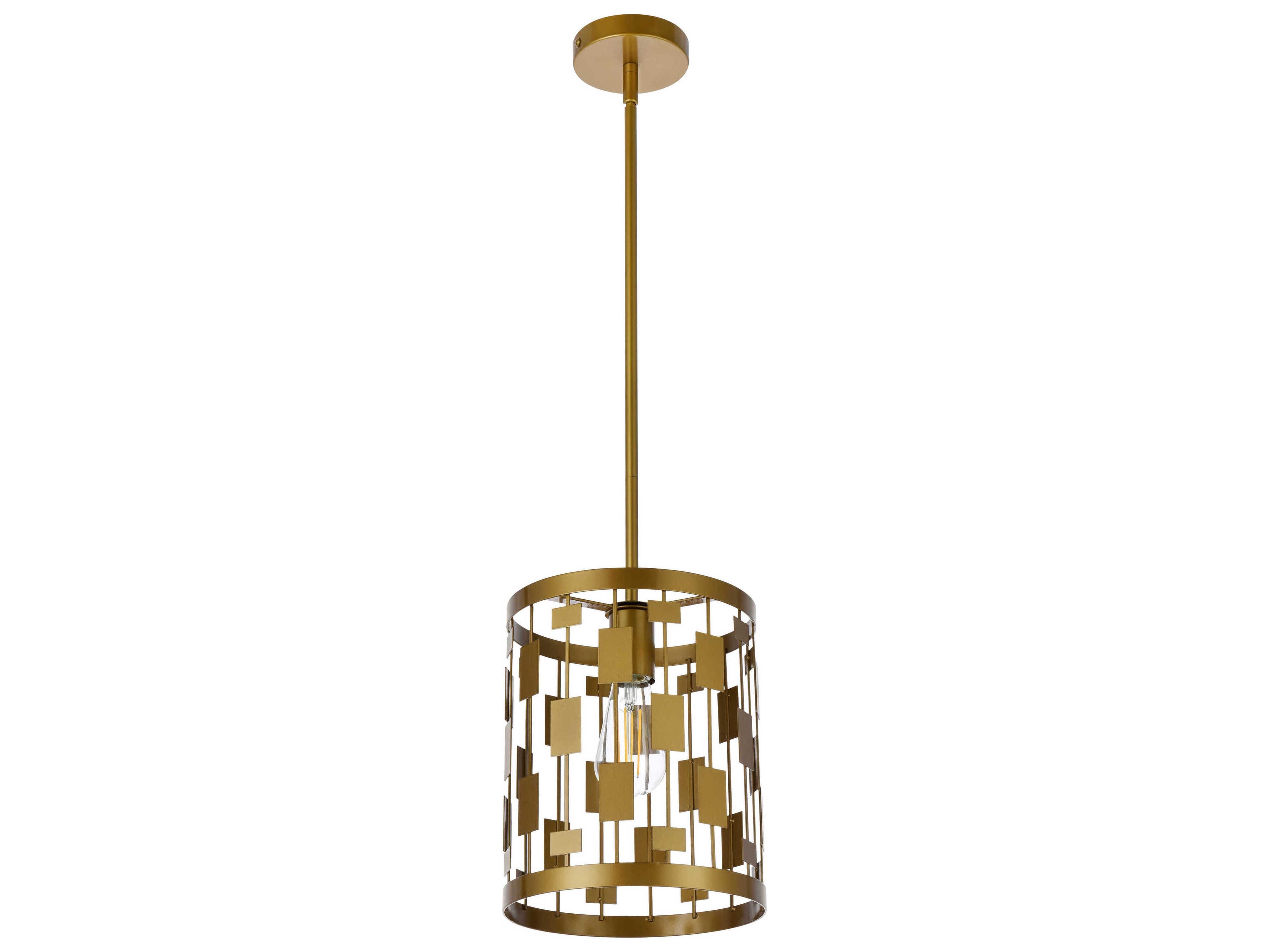 Elegant Lighting Levante 1-Light Brass Cylinder Mini Pendant