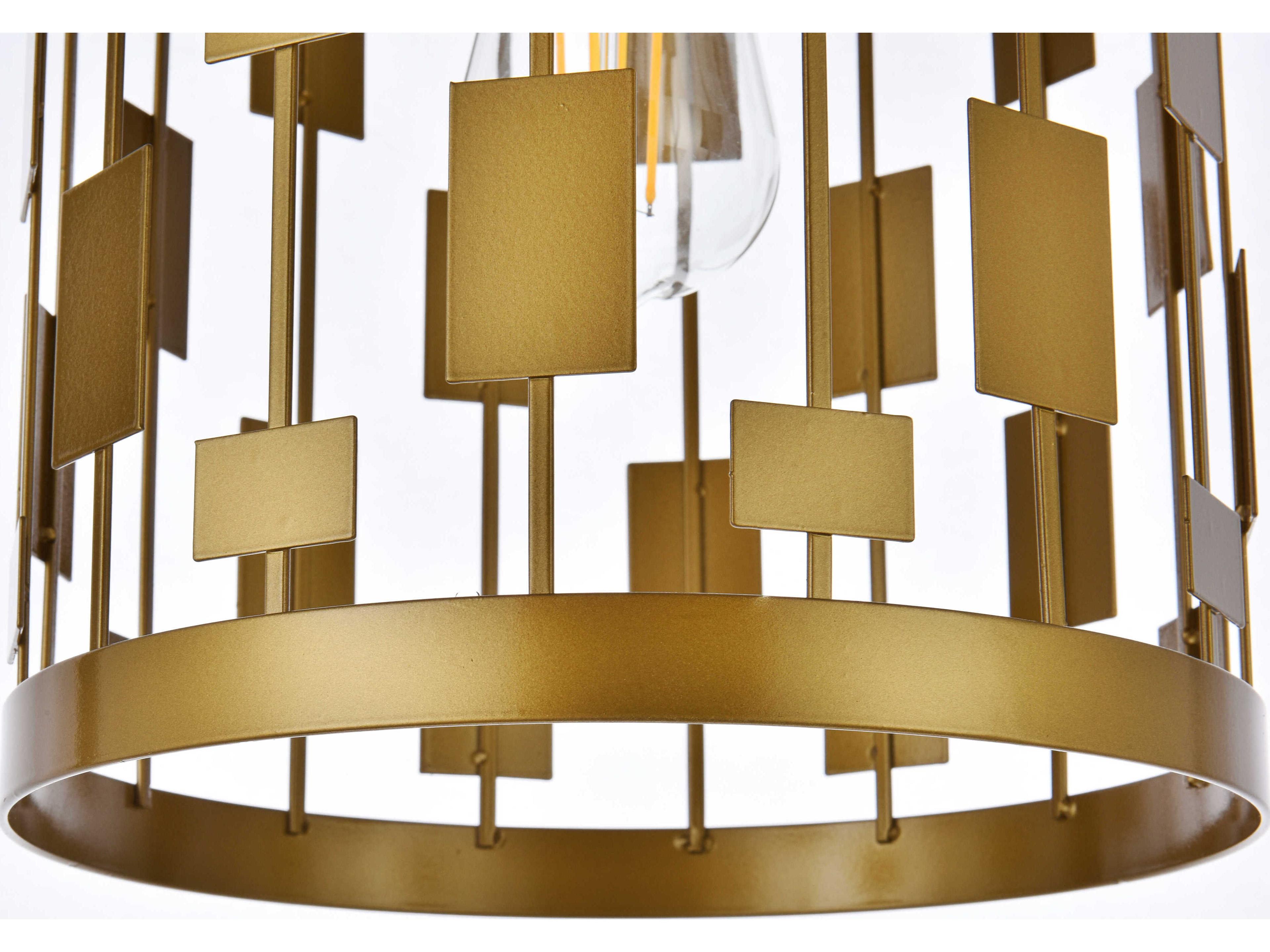 Elegant Lighting Levante 1-Light Brass Cylinder Mini Pendant
