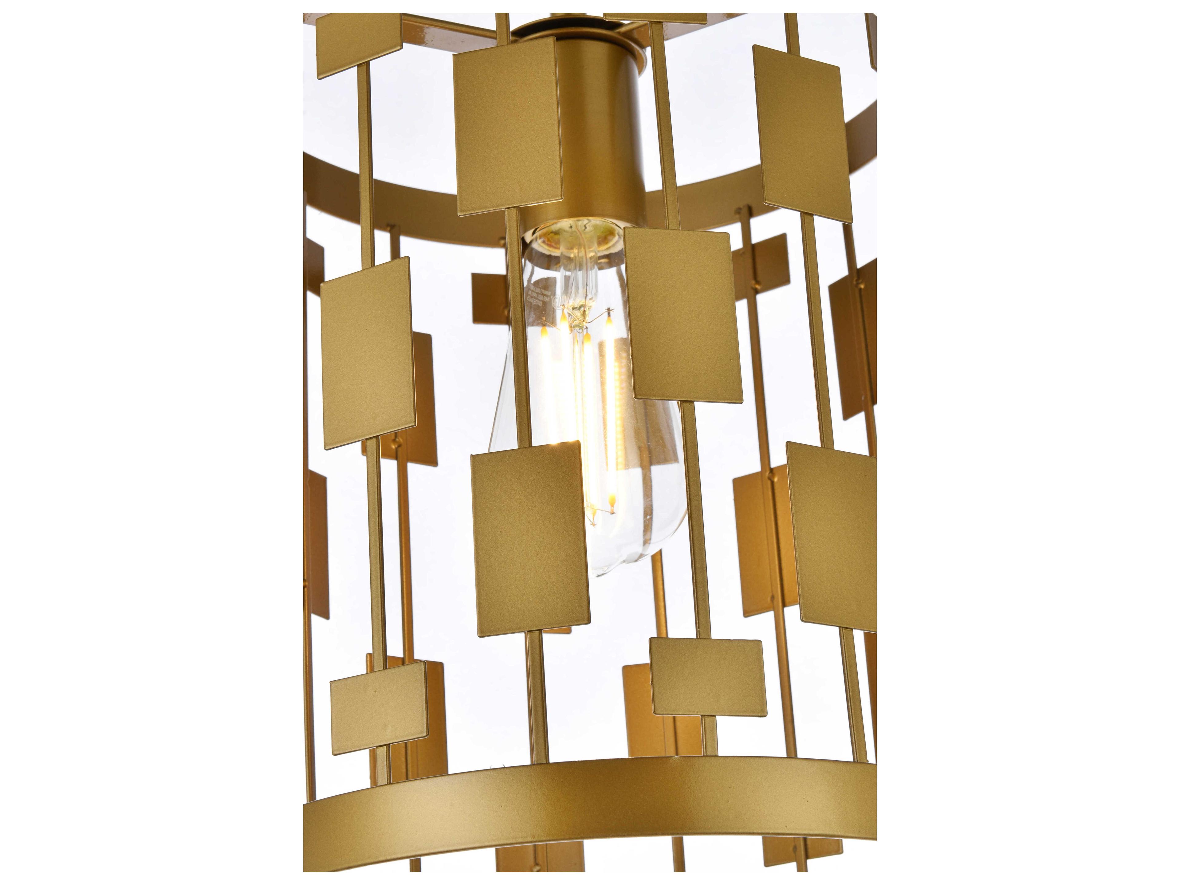 Elegant Lighting Levante 1-Light Brass Cylinder Mini Pendant