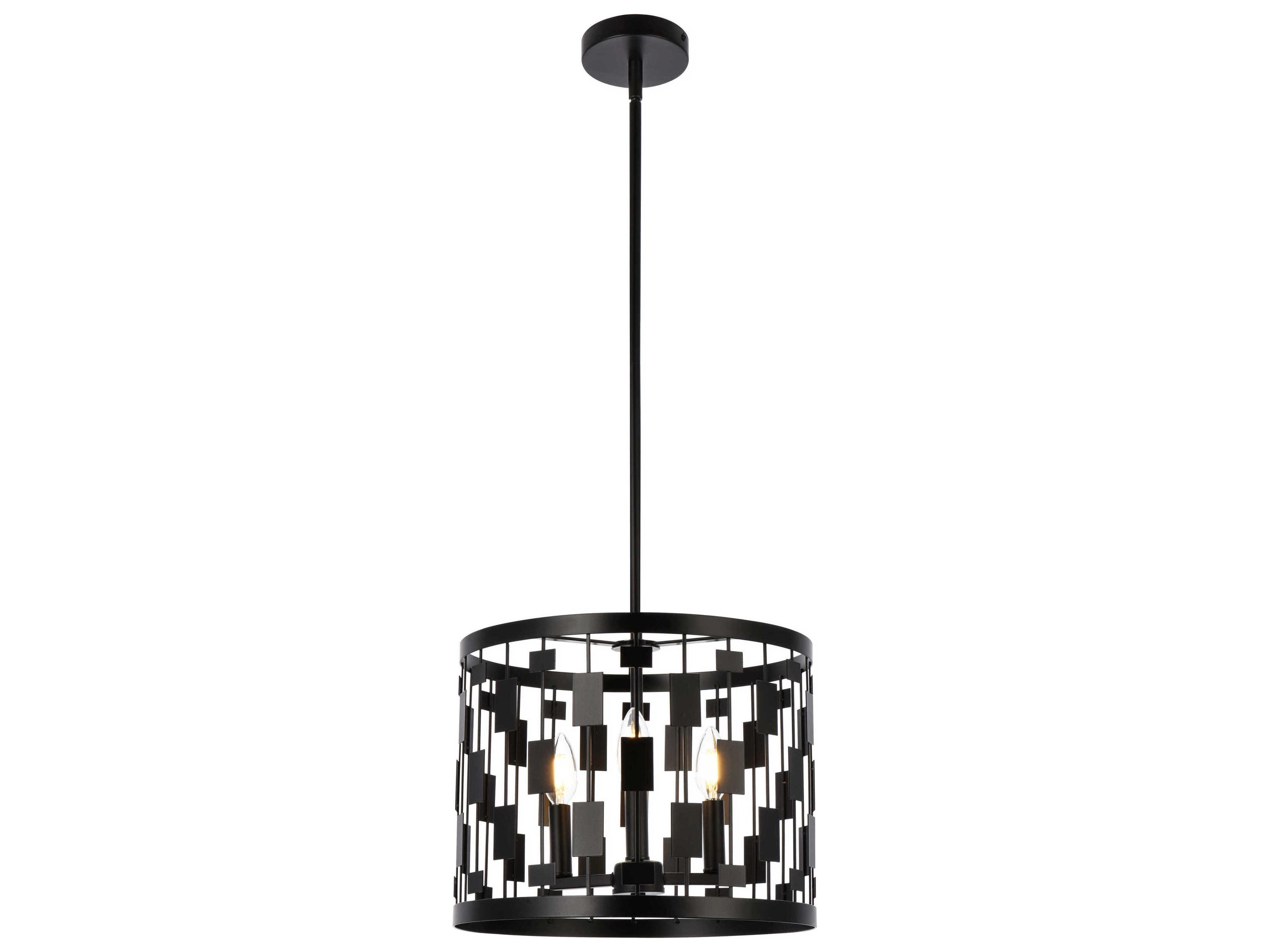 Levante 3-Light Black Drum Pendant