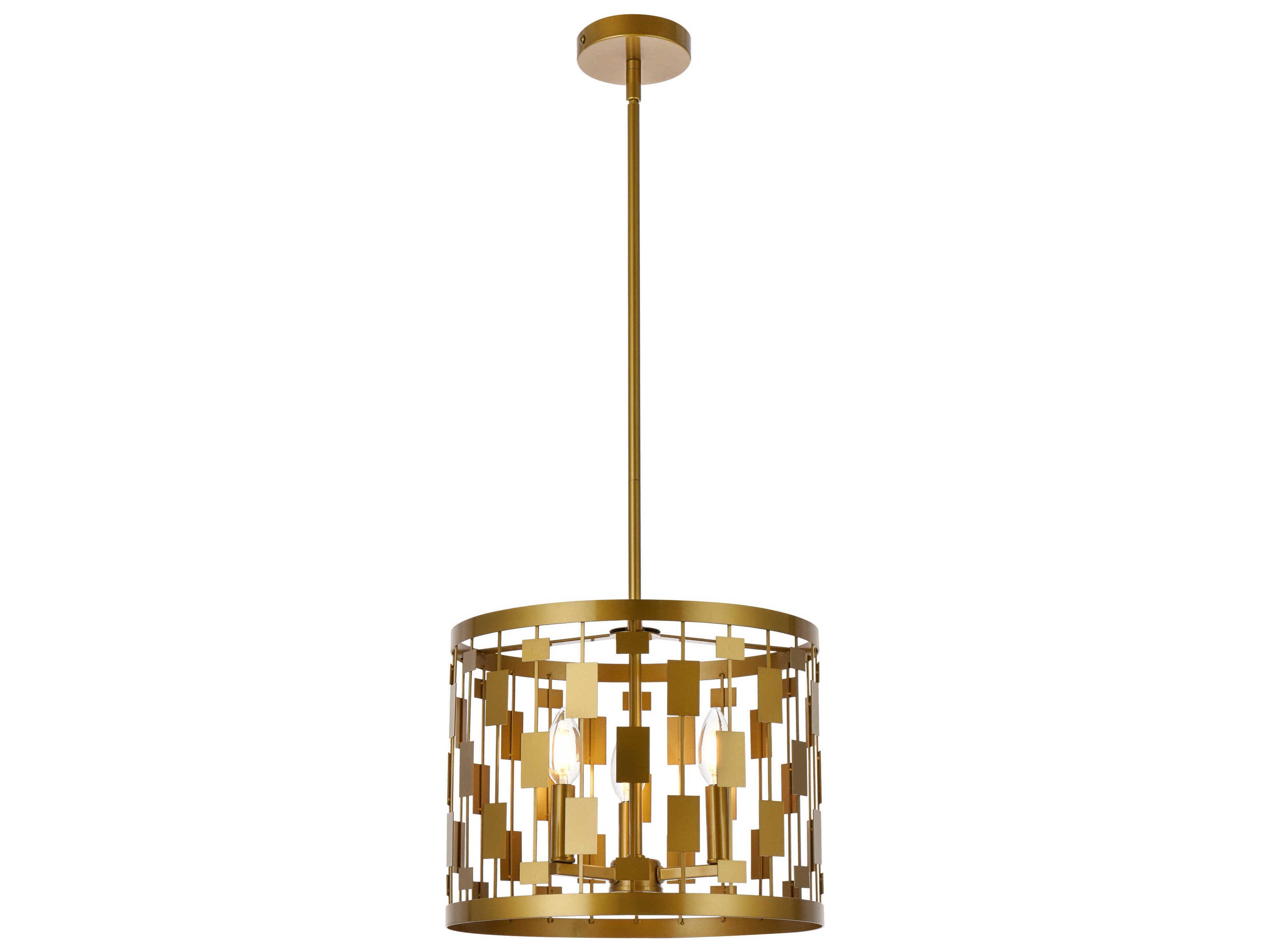 Levante 3-Light Brass Drum Pendant