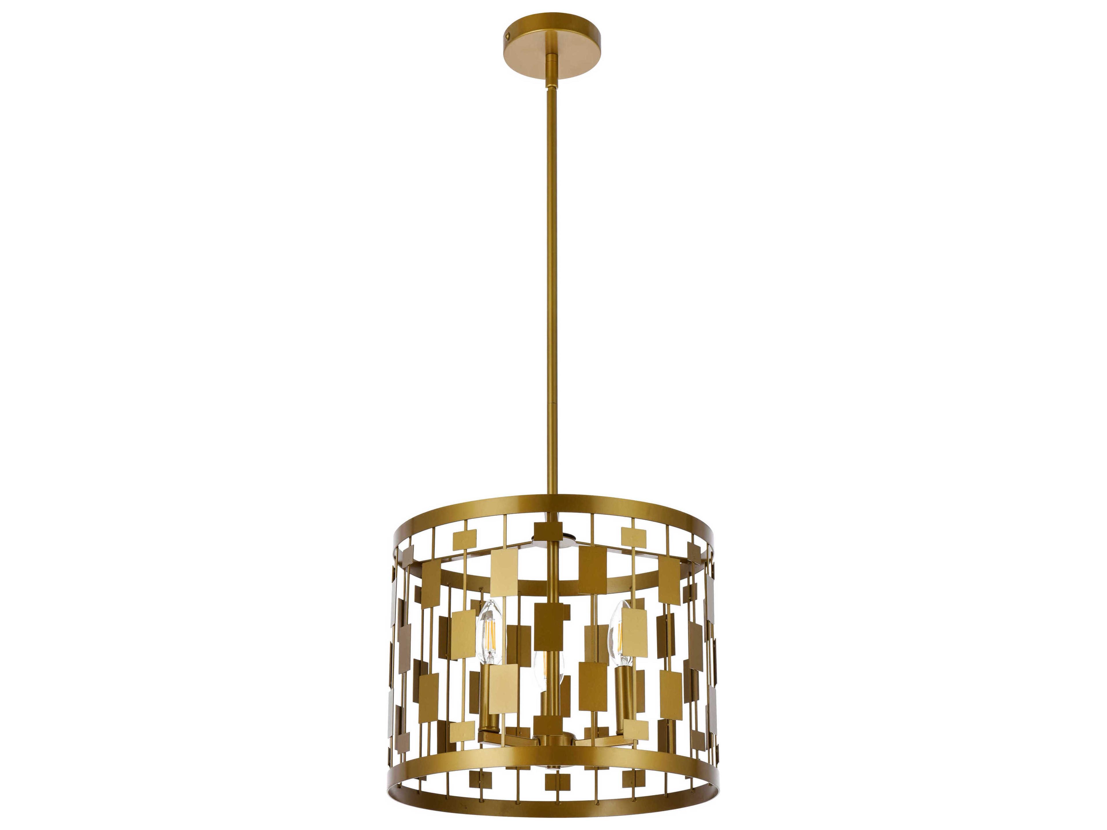 Elegant Lighting Levante 3-Light Brass Drum Pendant