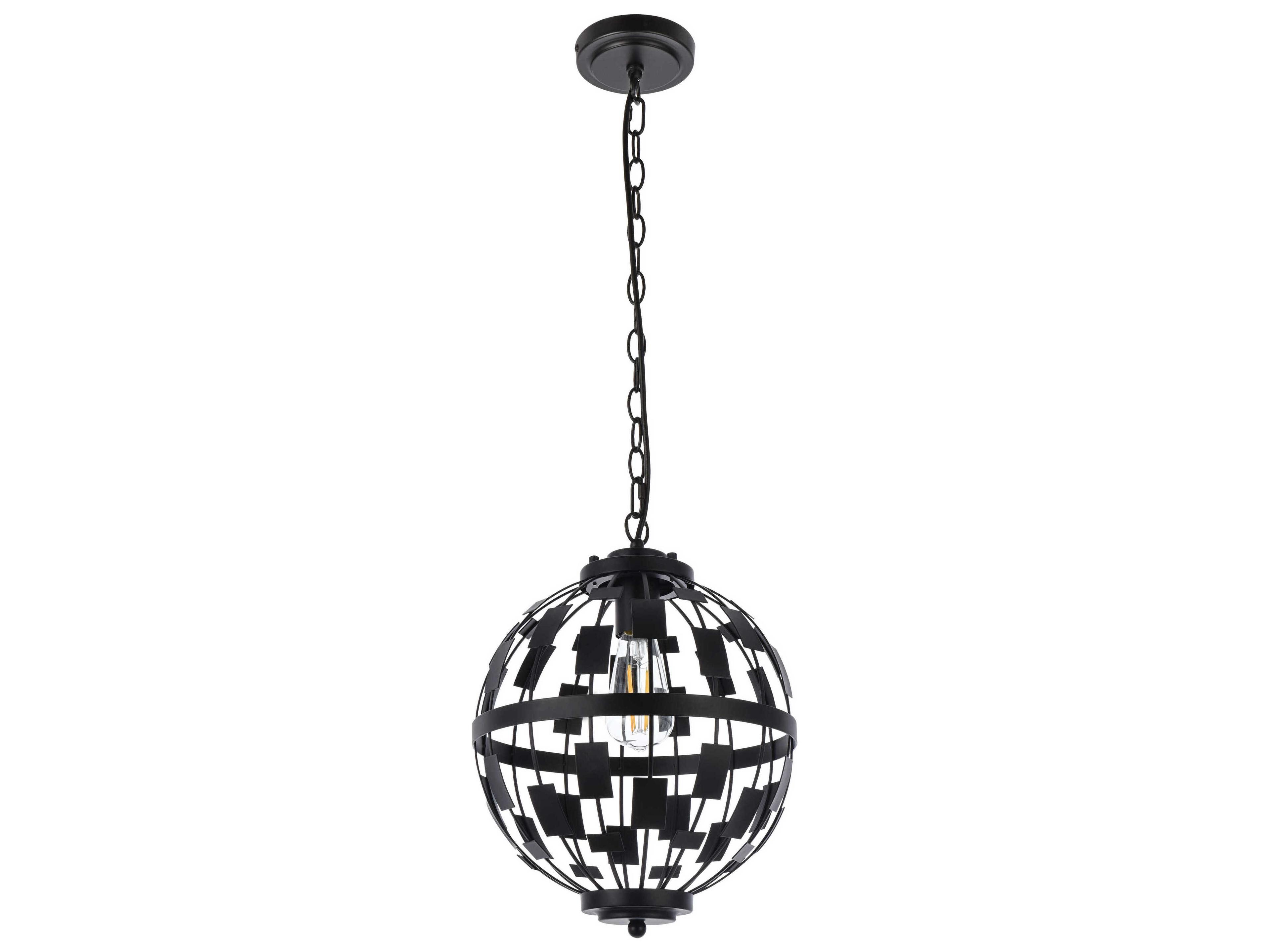 Elegant Lighting Levante 1-Light Black Globe Mini Pendant